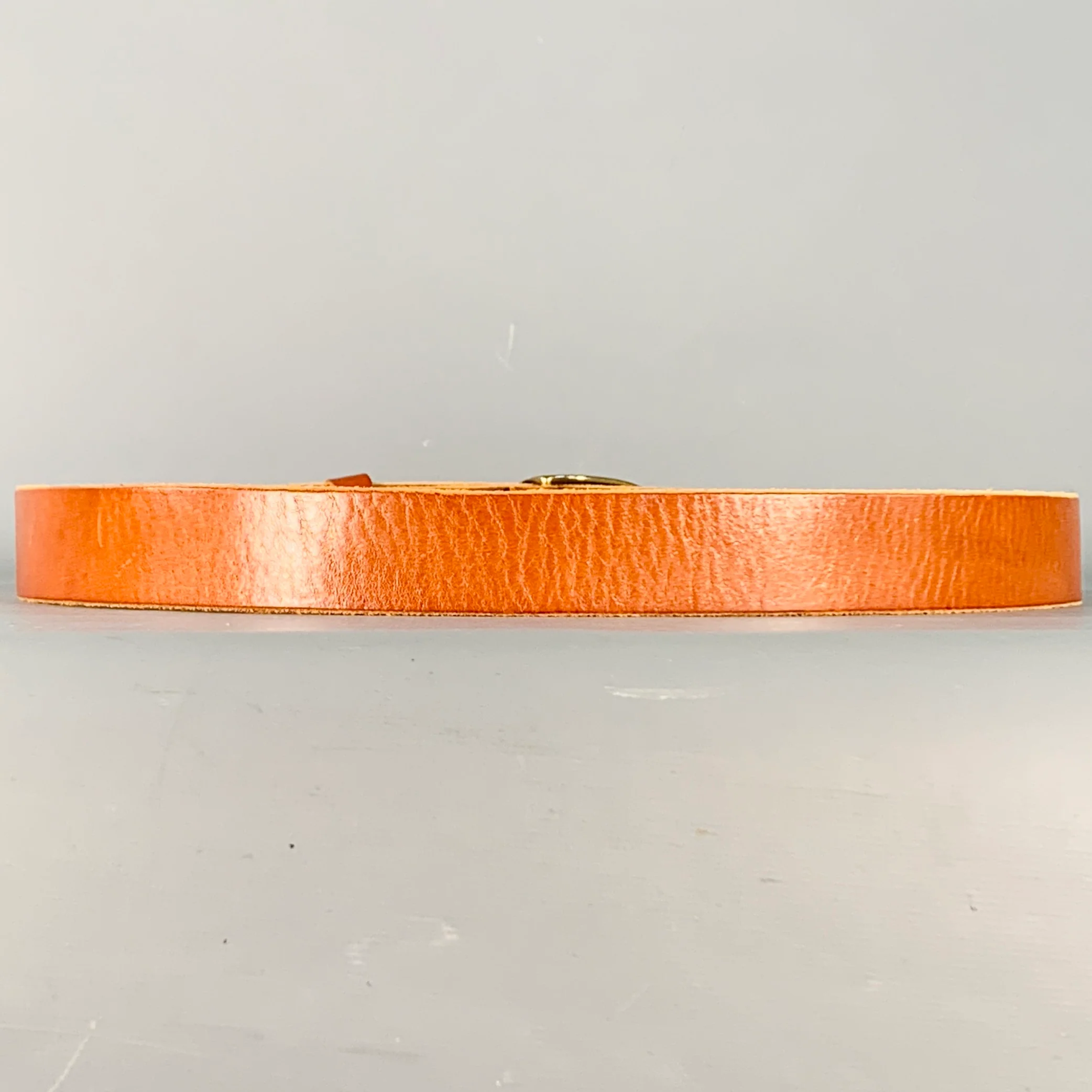 BARNEY'S CO-OP Size 36 Brown Gold Leather Square Buckle Belt - Image 4