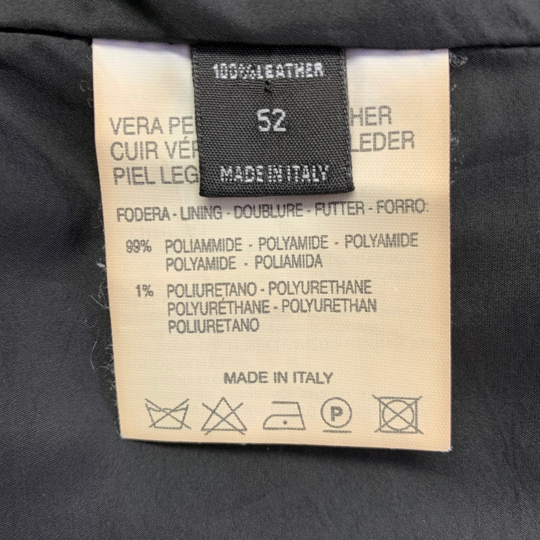 BARNEY'S CO-OP Size 42 Black Leather Zip Up Jacket - Image 6