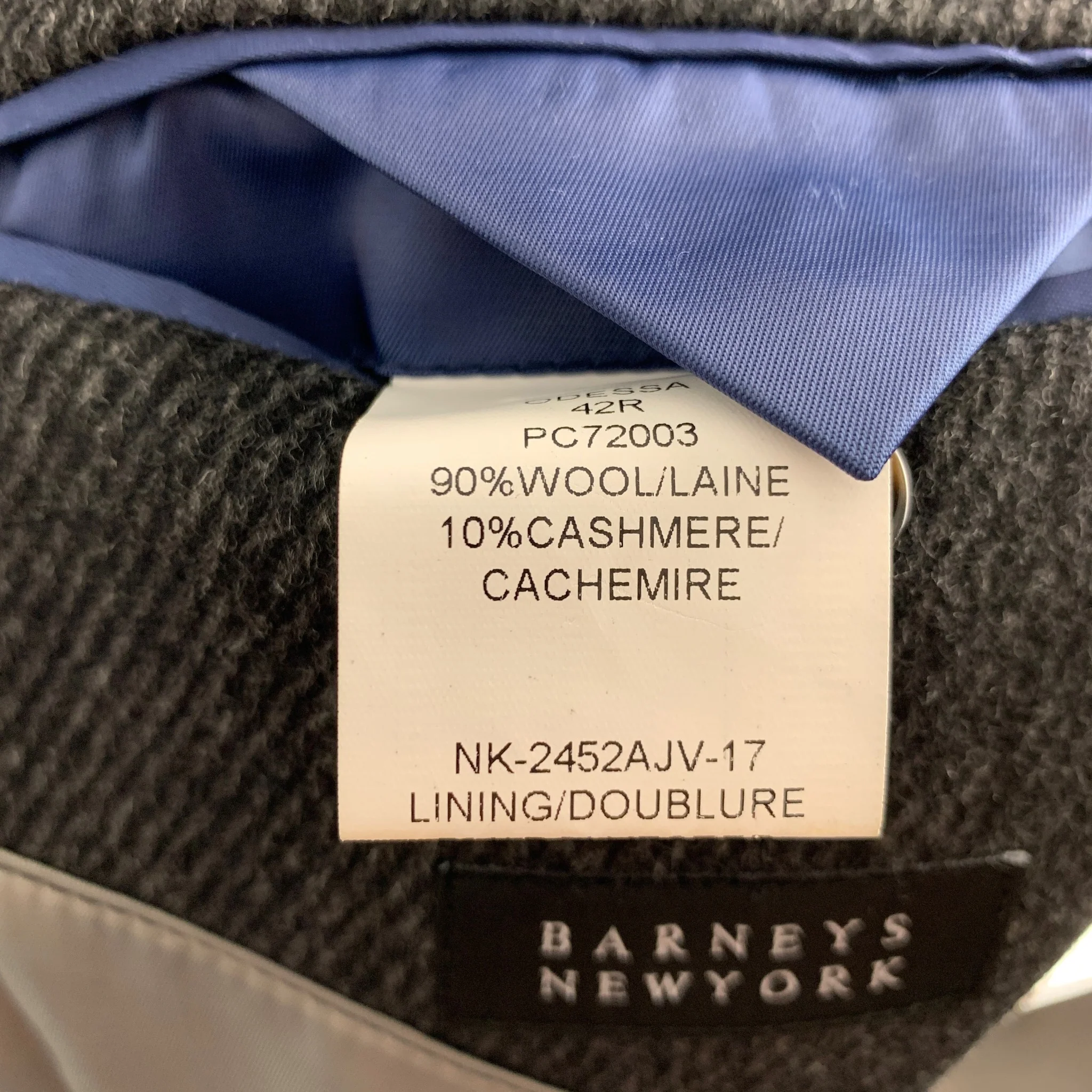 BARNEY'S NEW YORK Size 42 Black Grey Diagonal Stripe Coat - Image 5