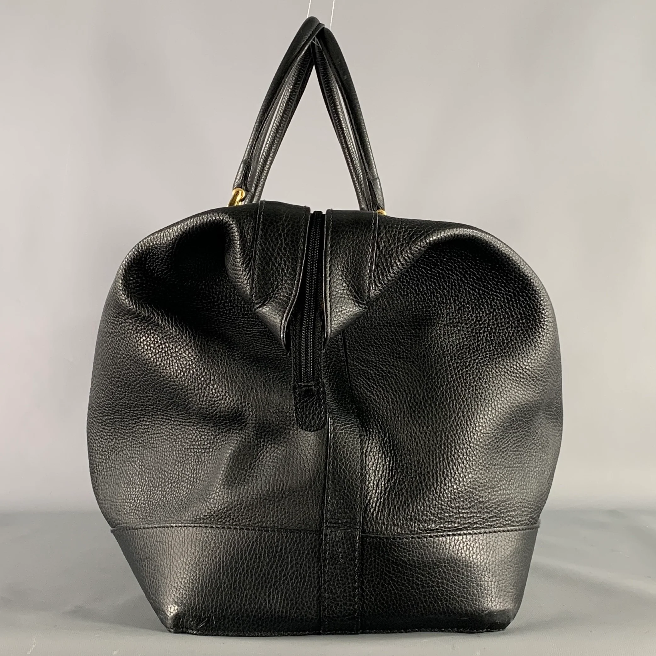 BARNEYS NEW YORK Size One Size Black Gold Crackled Leather Duffle Bags - Image 5