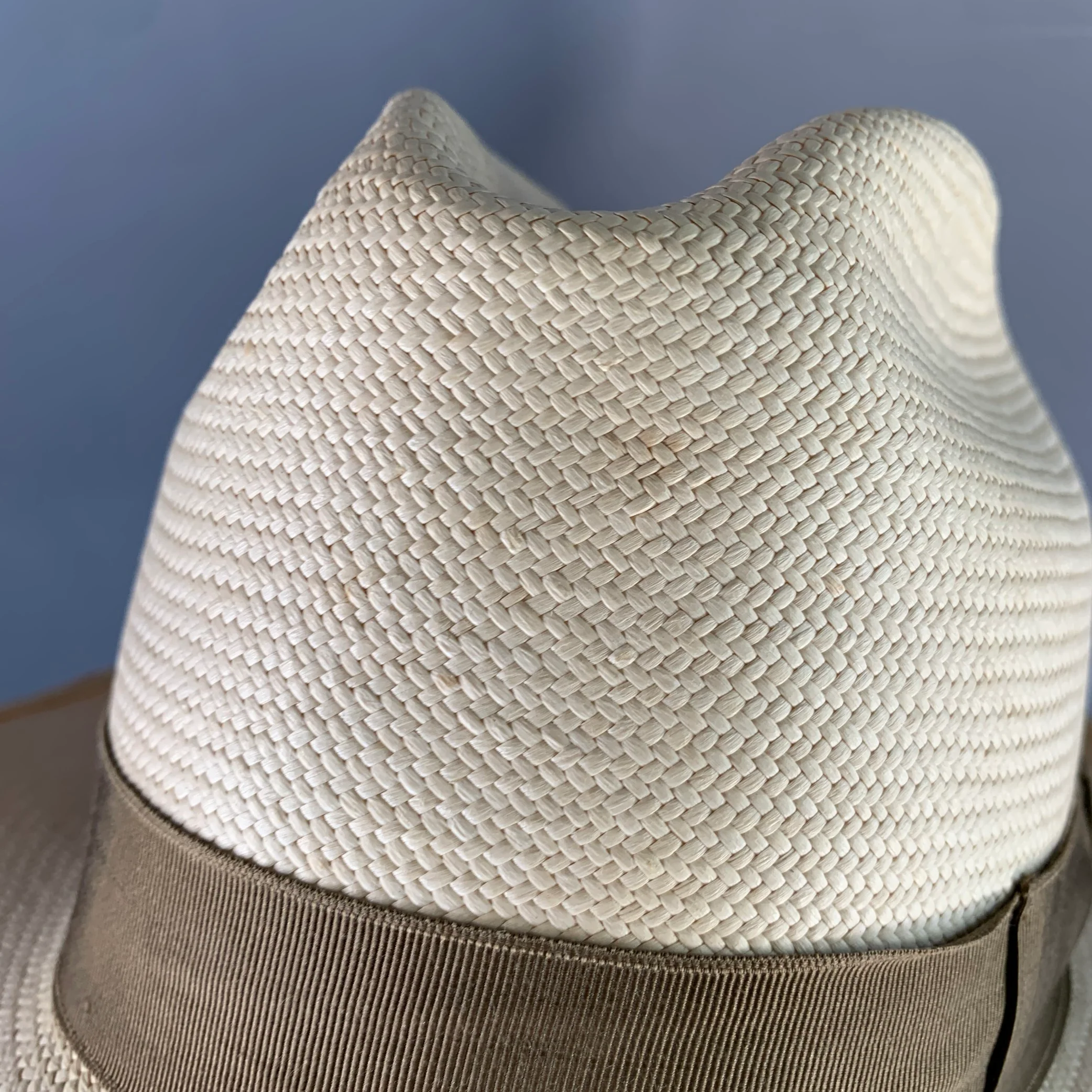 BARNEY'S NEW YORK Size S Beige Taupe Woven Straw Fedora - Image 6
