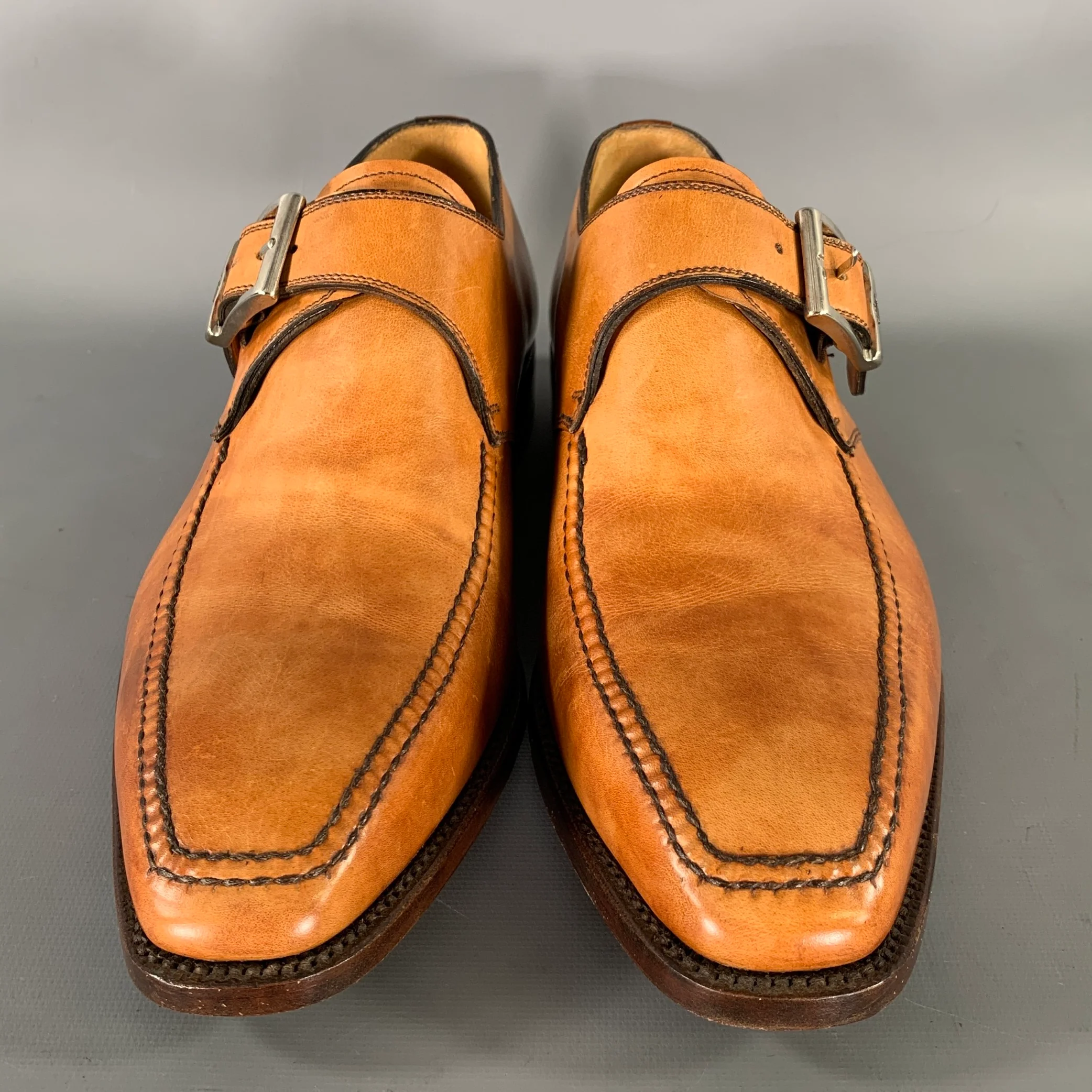 BARRETT Size 9.5 Tan Brown Leather Monk Strap Loafers - Image 4