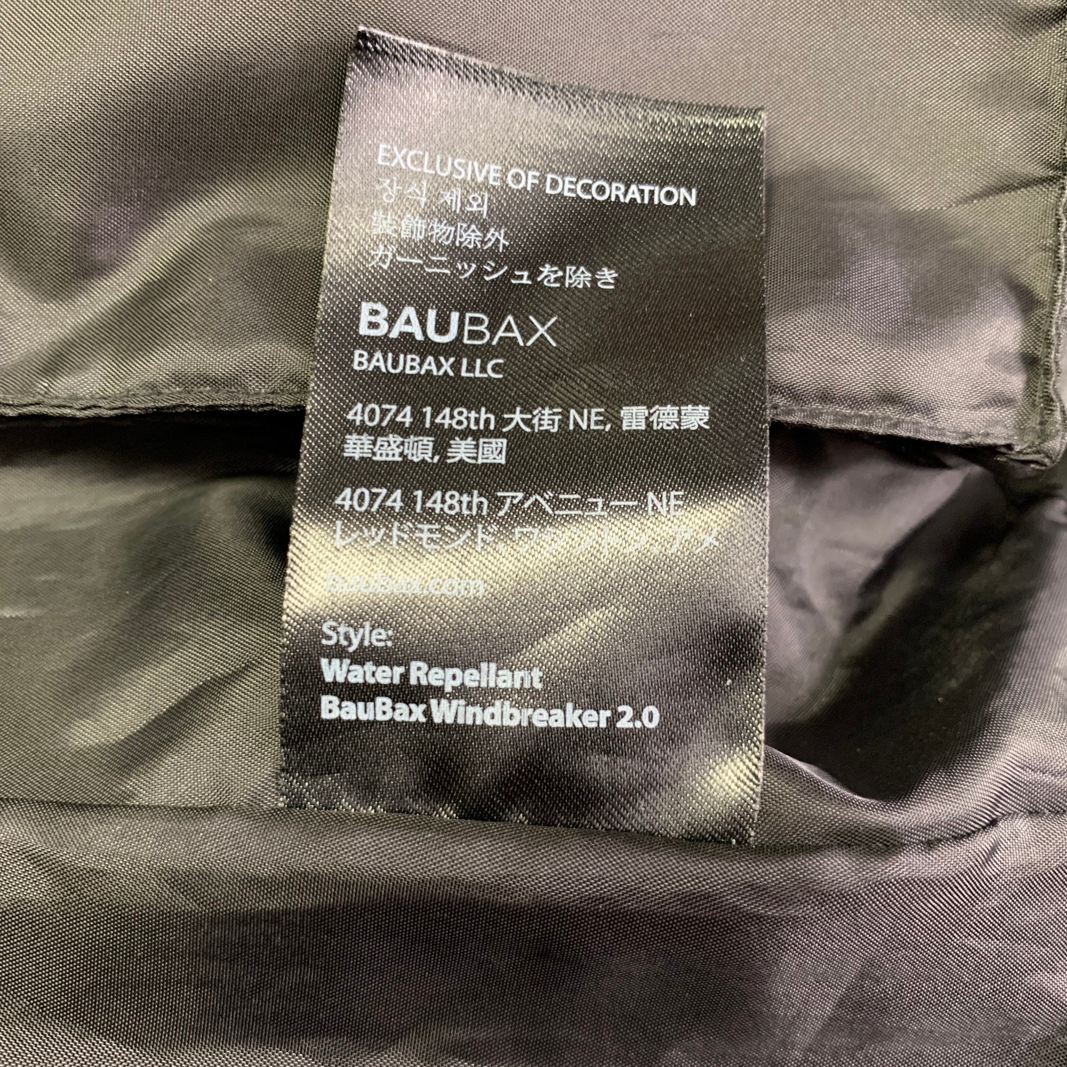 BAUBAX Size L -Airport Jacket- Black Polyester Windbreaker - Image 8