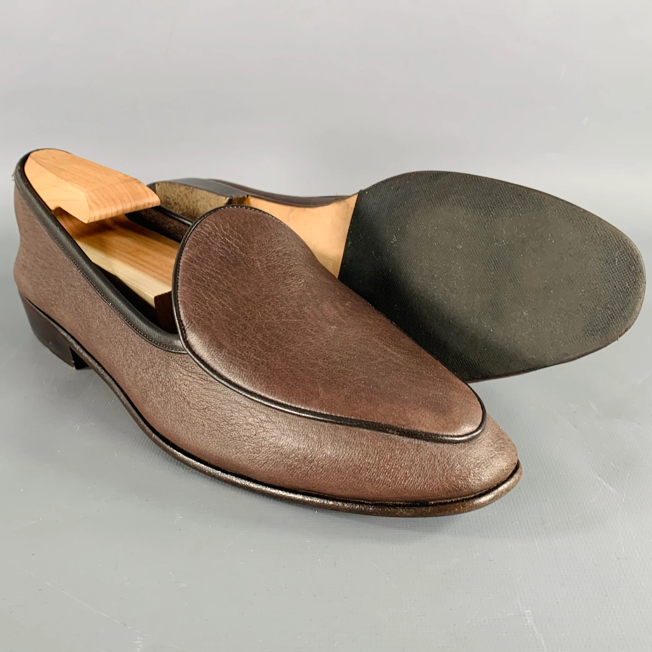 BAUDOIN & LANGE Size 9 Stride Brown Black Leather Slip On Loafers - Image 5