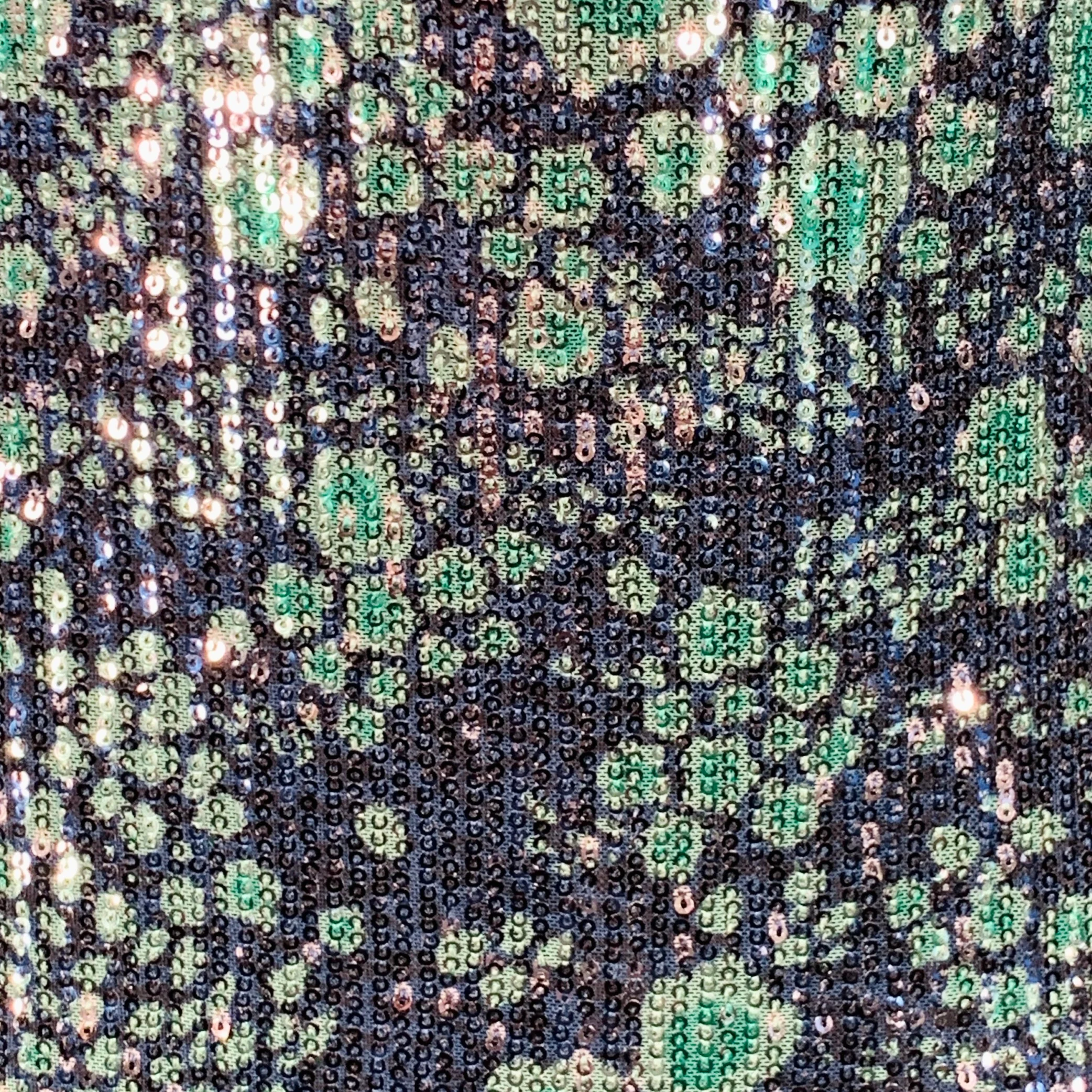 BAUM UND PFERDGARTEN Size M Navy Green Sequined Abstract Floral Cocktail Dress - Image 2