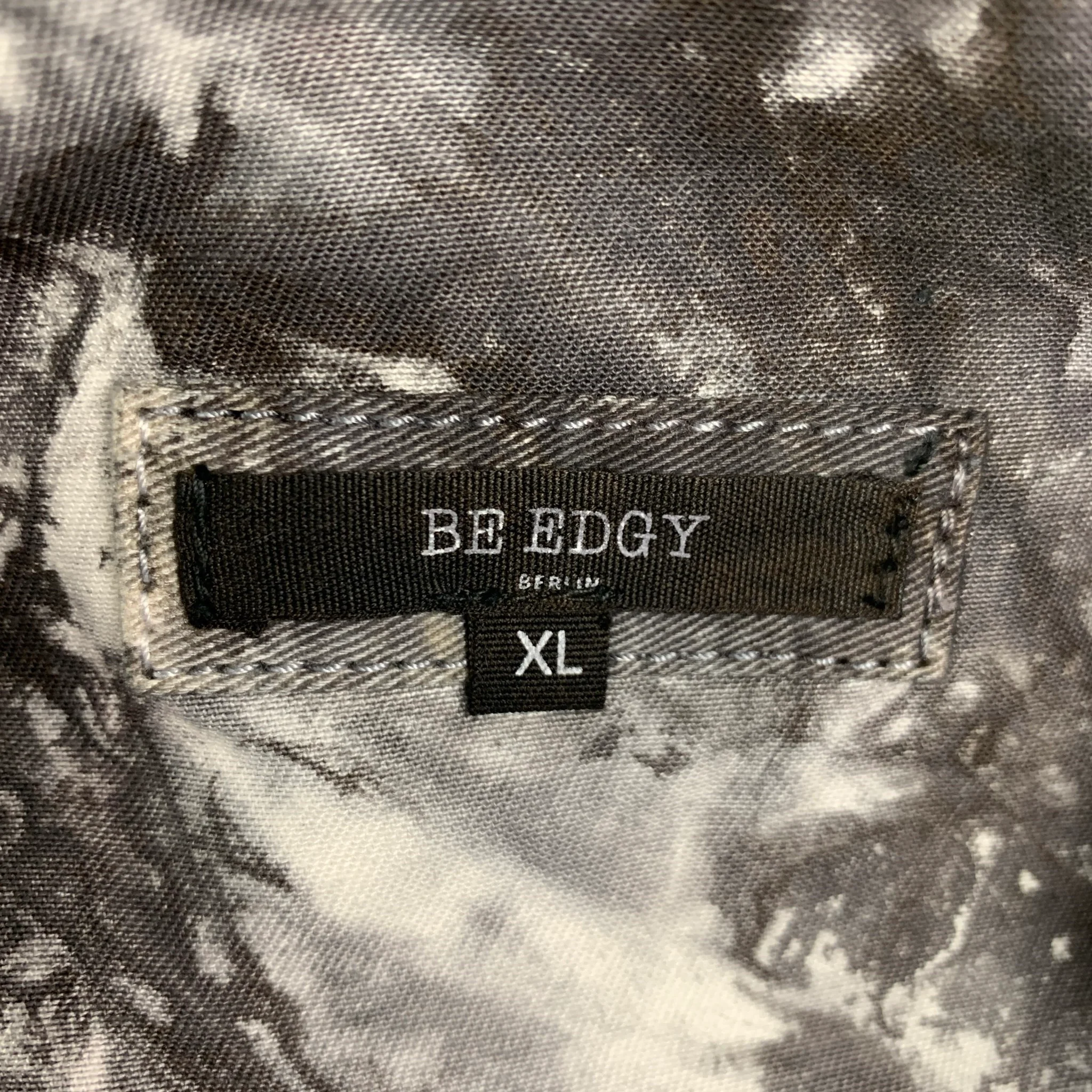 BE EDGY Size XL Black White Tie Dye Cotton Zip Up Jacket - Image 6
