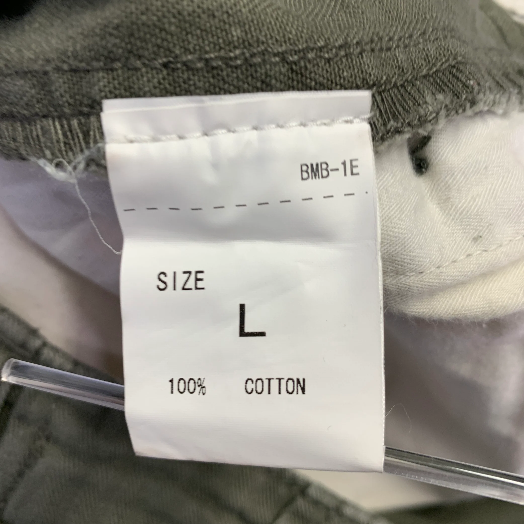BEAMS Size L Green Olive Cotton Herringbone Casual Pants - Image 5