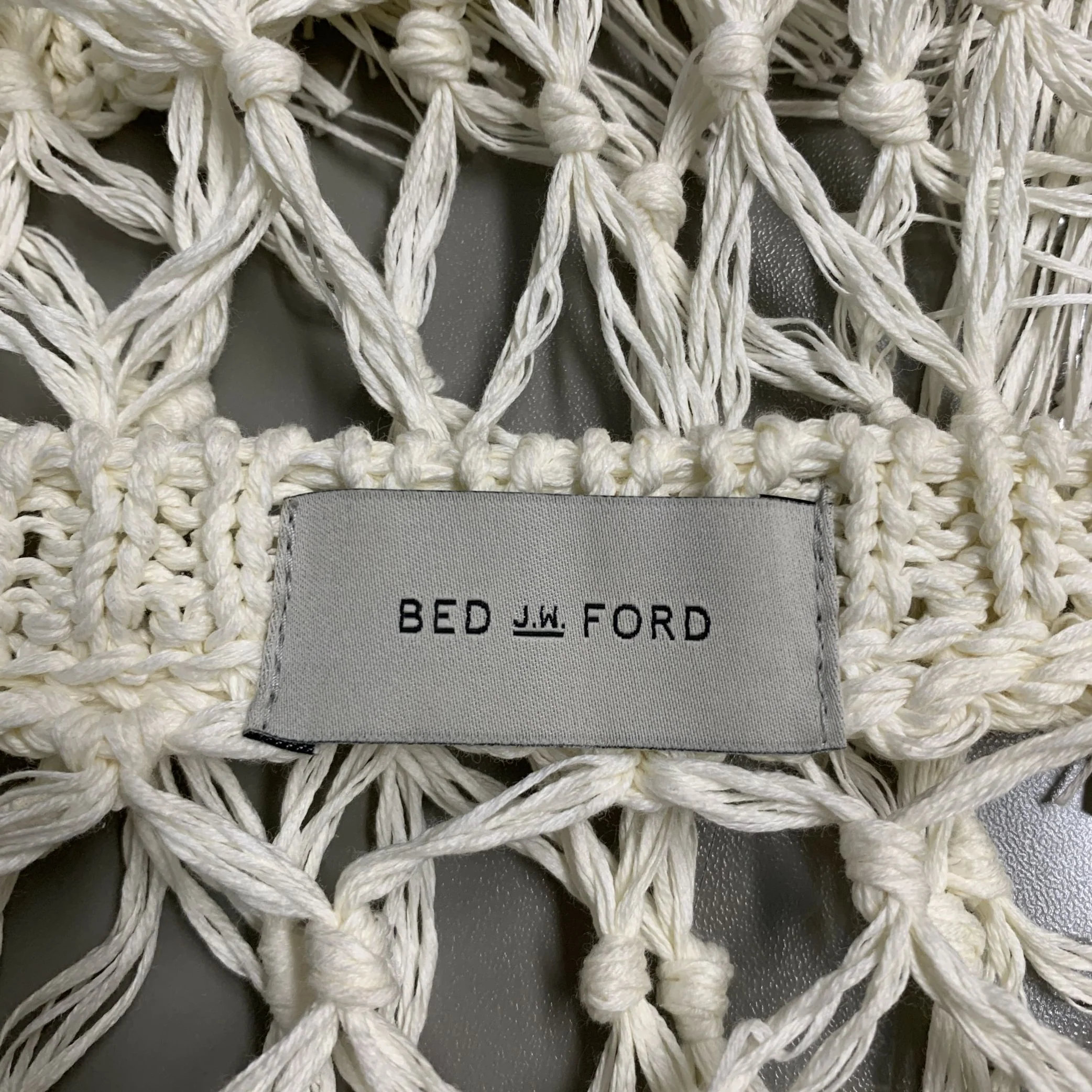 BED J.W. FORD Size L Runway SS19 Off White See-Through Knit V-Neck Pullover - Image 4