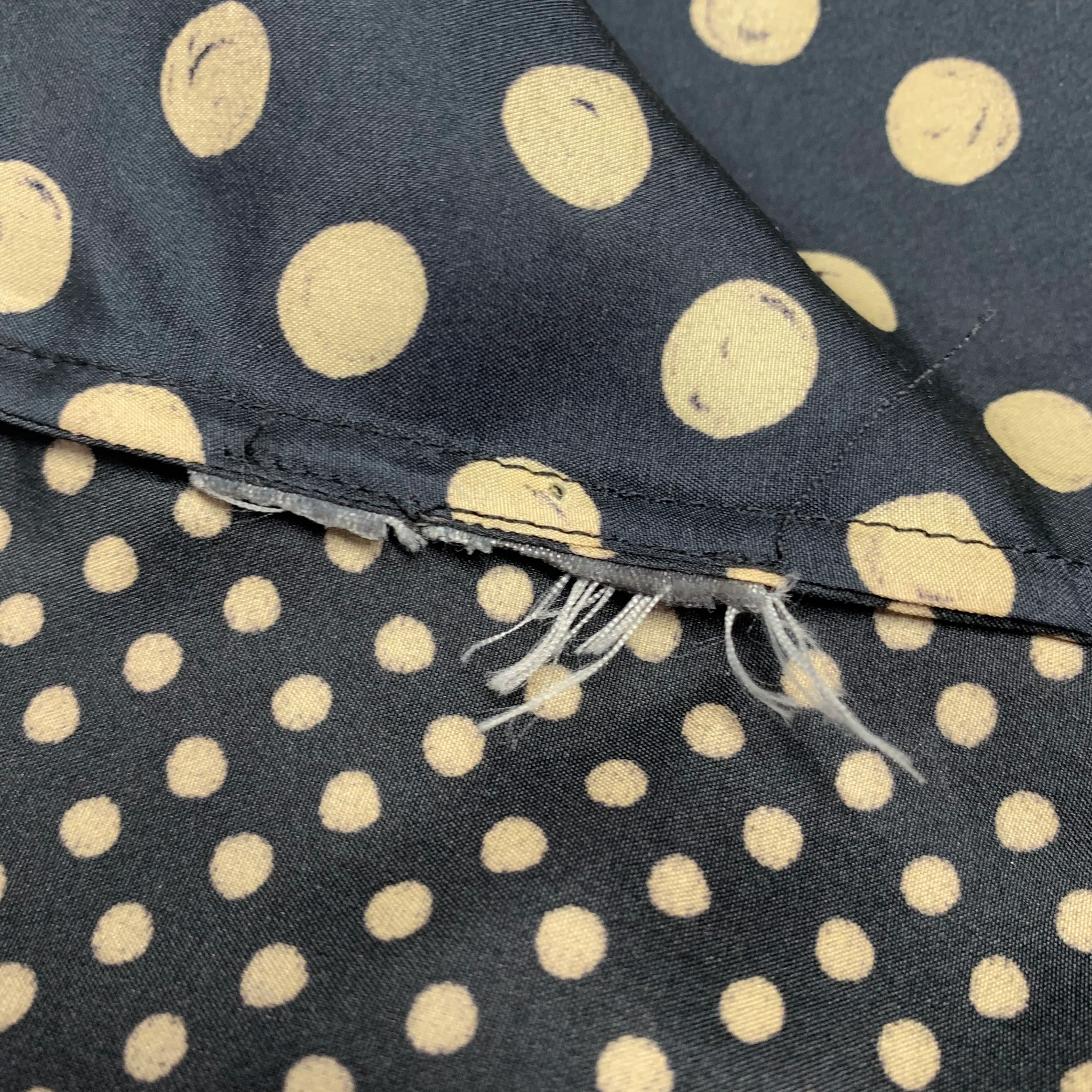 BELSTAFF Size L Black Khaki Polka Dot Leather Collar Button Up Shirt - Image 8
