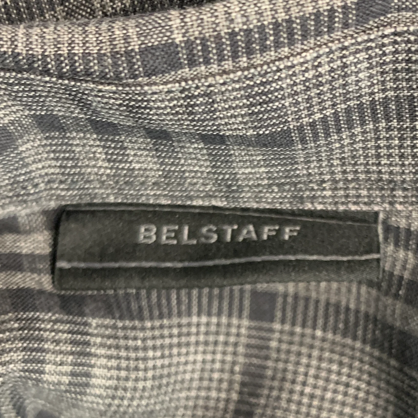 BELSTAFF Size L Grey Black Plaid Linen Cotton Button Up Long Sleeve Shirt - Image 6