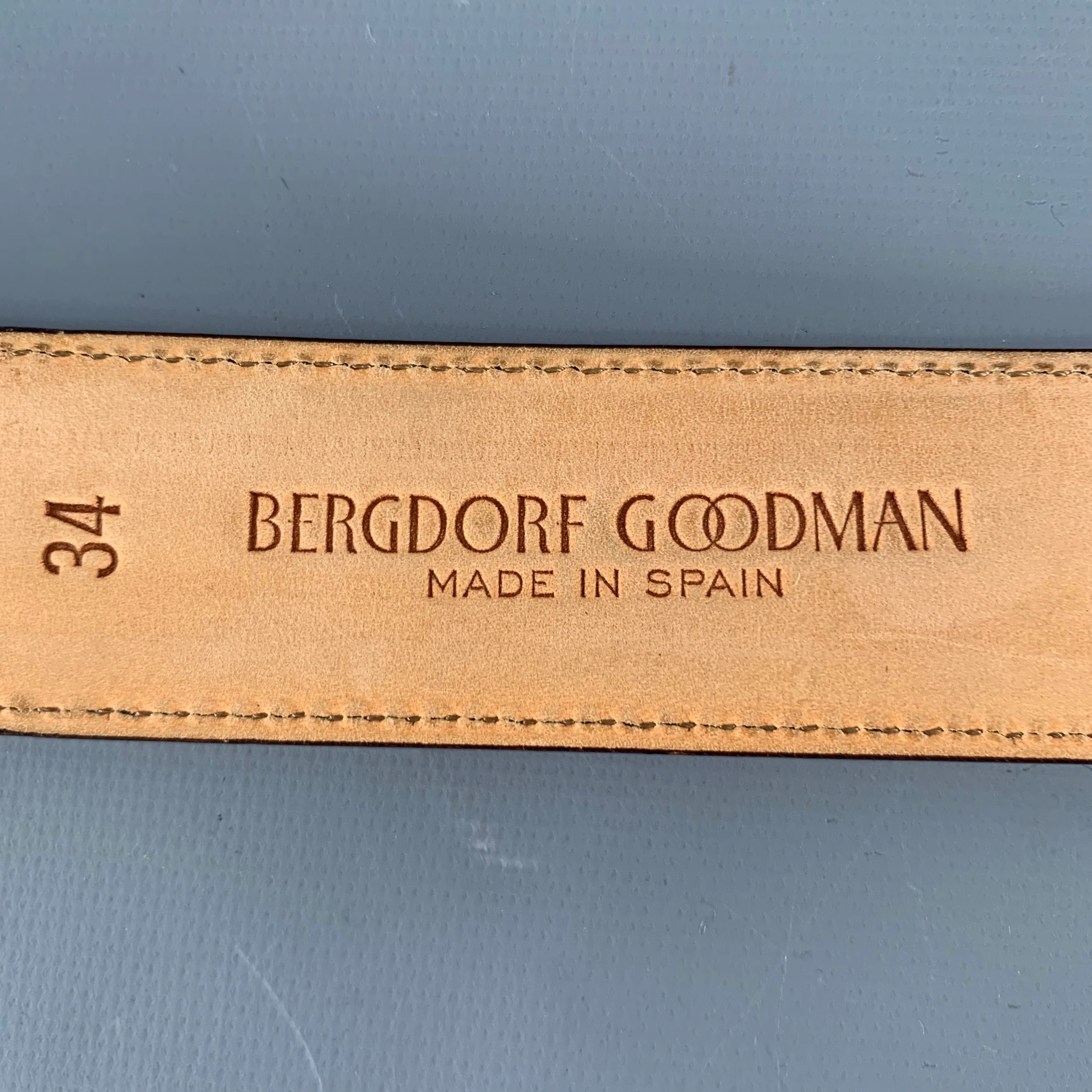 BERGDORF GOODMAN Size 34 Brown Silver Leather Belt - Image 5