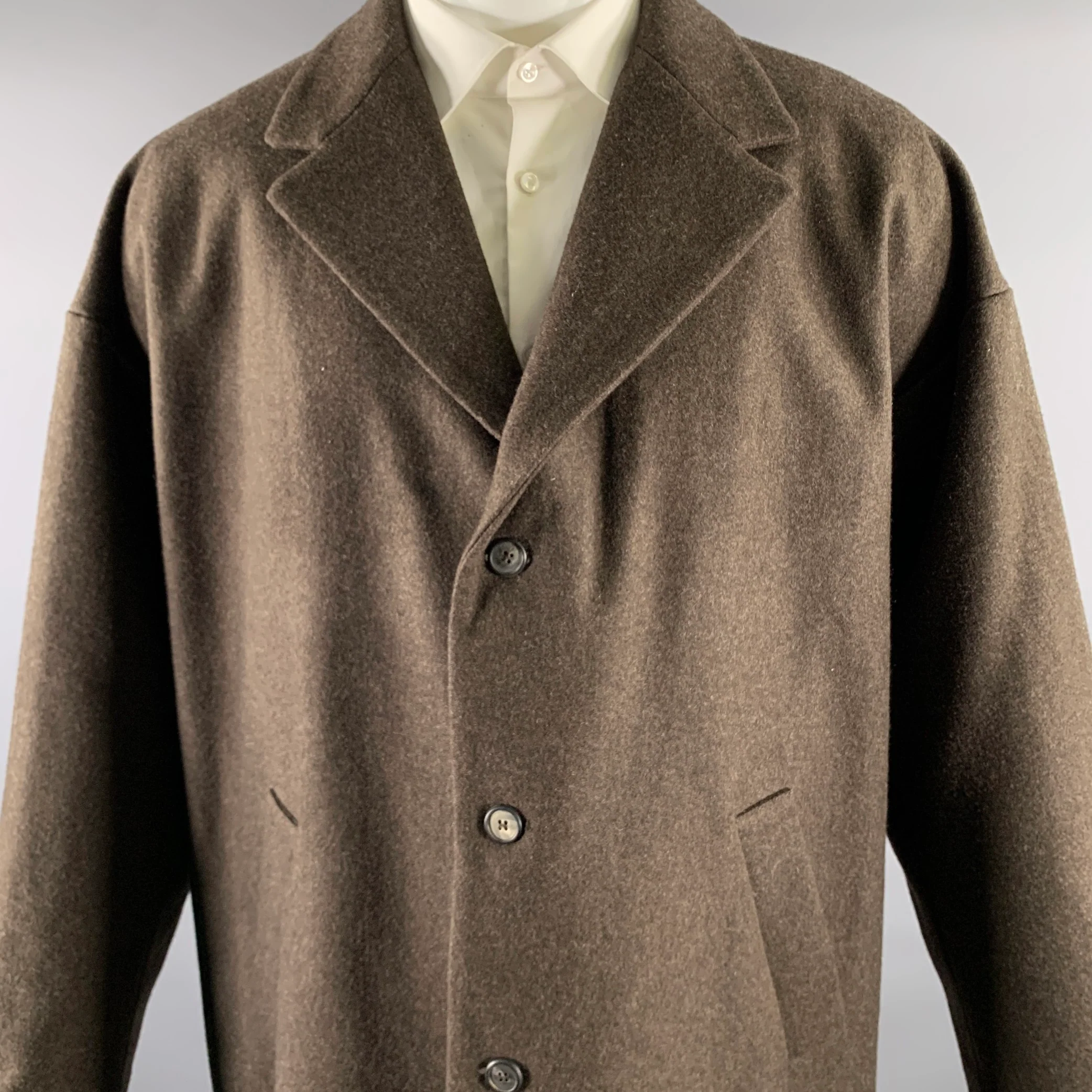 BERGFABEL Size S Brown Wool Trench Coat - Image 2