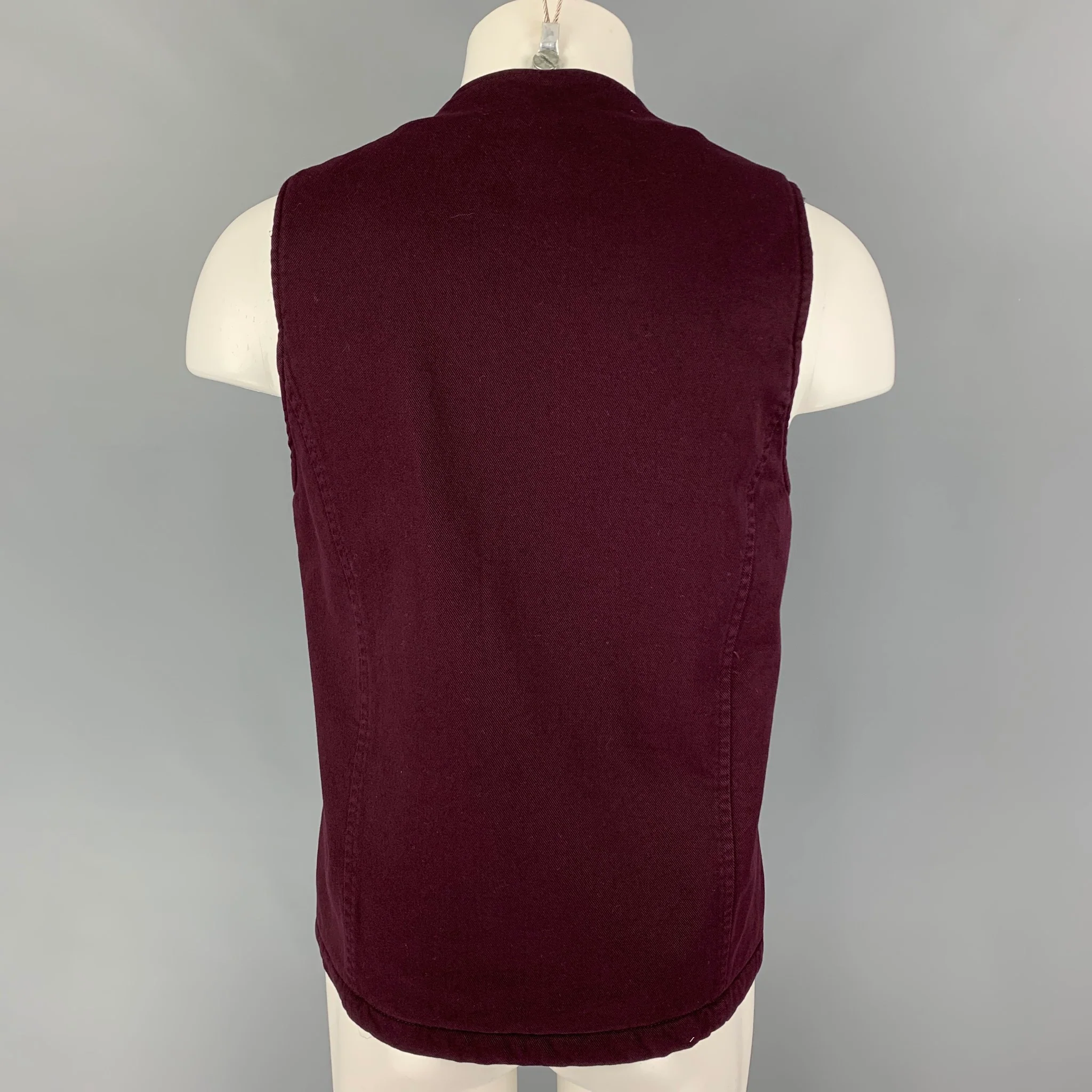 BERNA Size M Burgundy Cotton Patch Pocket Vest - Image 3