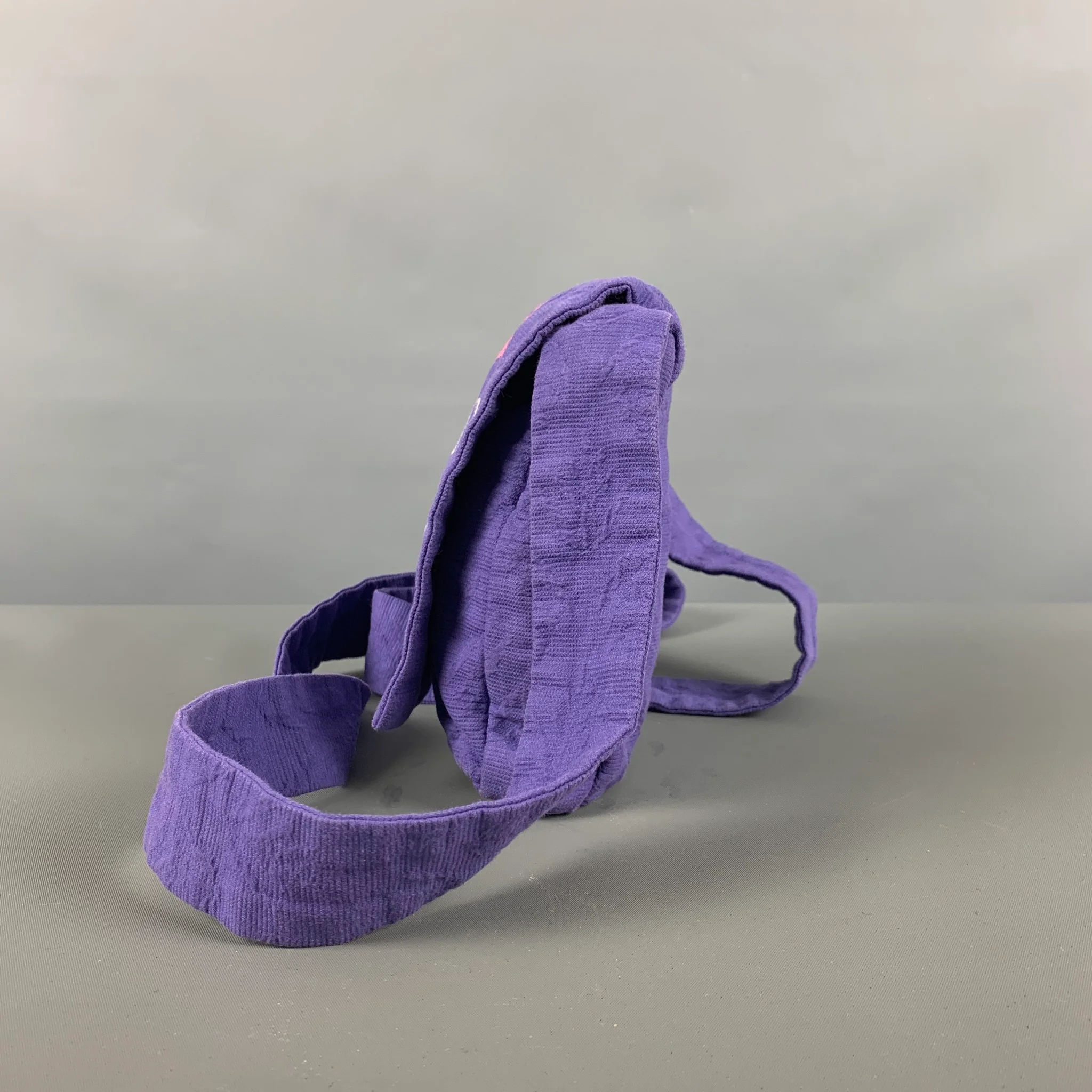 BERNHARD WILLHELM Purple Cream Embroidered Mini Handbag - Image 4