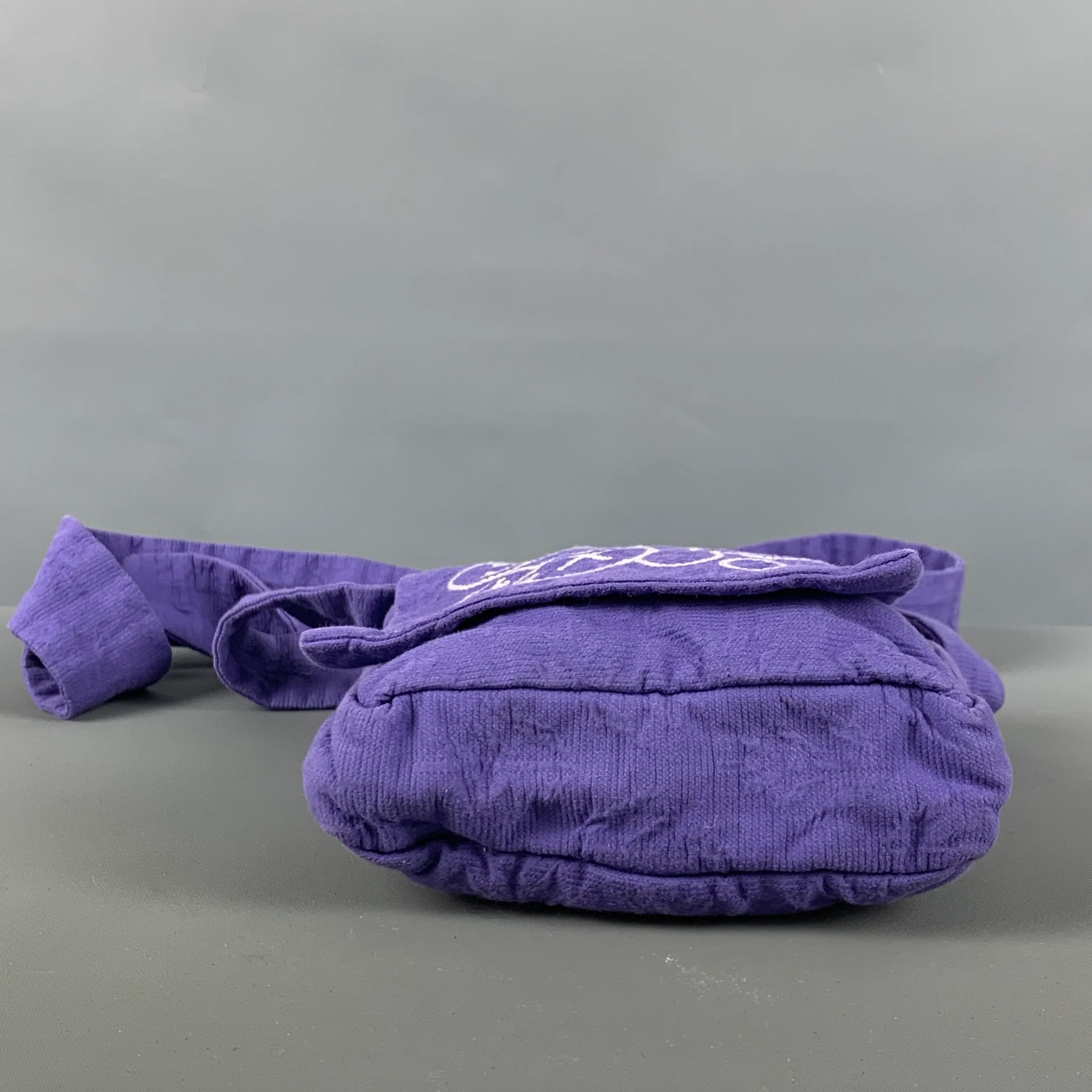 BERNHARD WILLHELM Purple Cream Embroidered Mini Handbag - Image 5