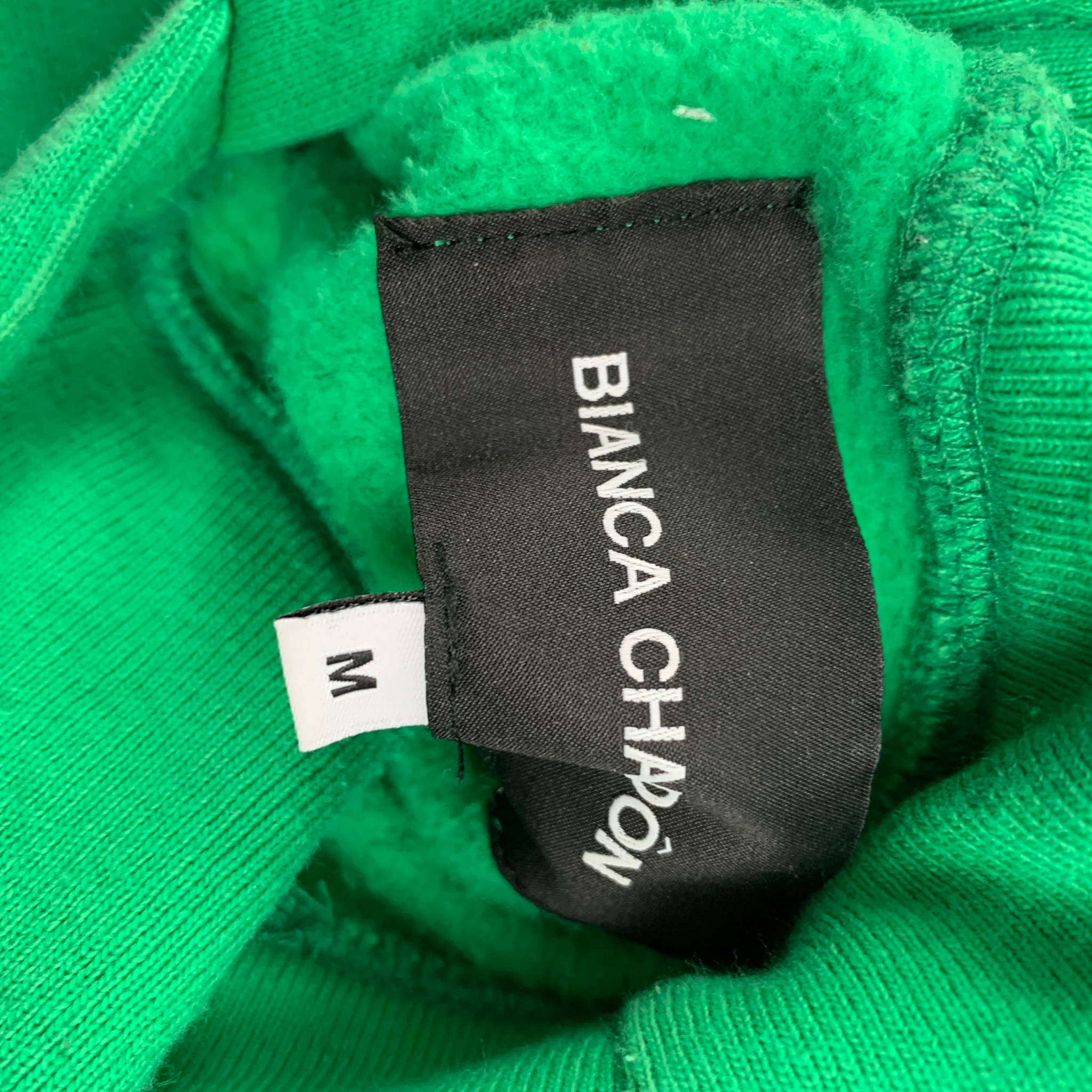 BIANCA CHANDON Size M Green Logo Cotton Hooded Sweatshirt - Image 5