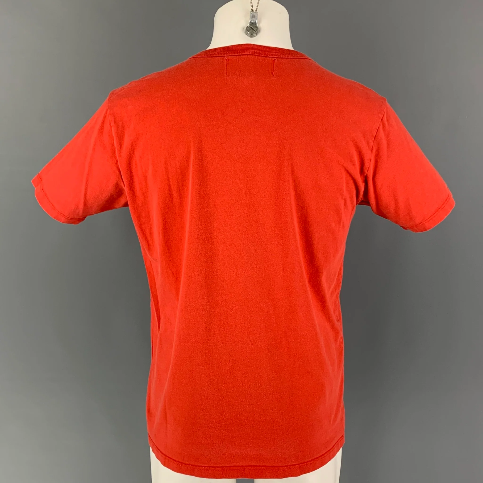 BIANCA CHANDON Size M Red Cotton Patch Pocket T-shirt - Image 3