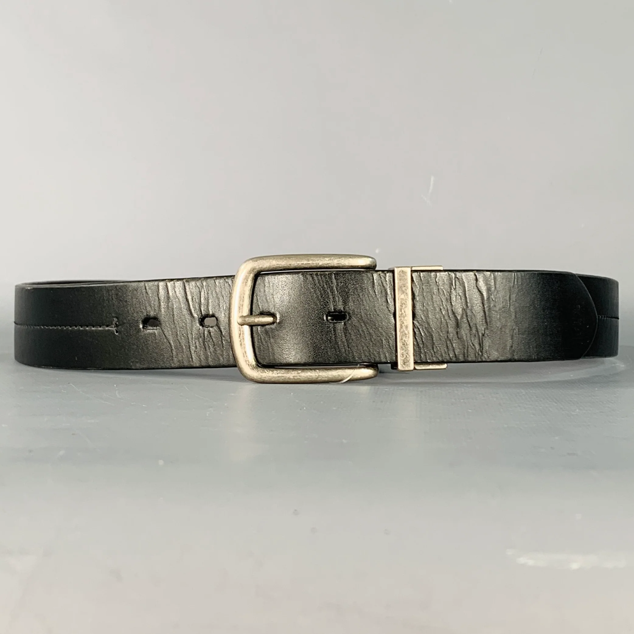 BILL ADLER DESIGN Size 34 Black Brown Silver Reversible Leather Belt