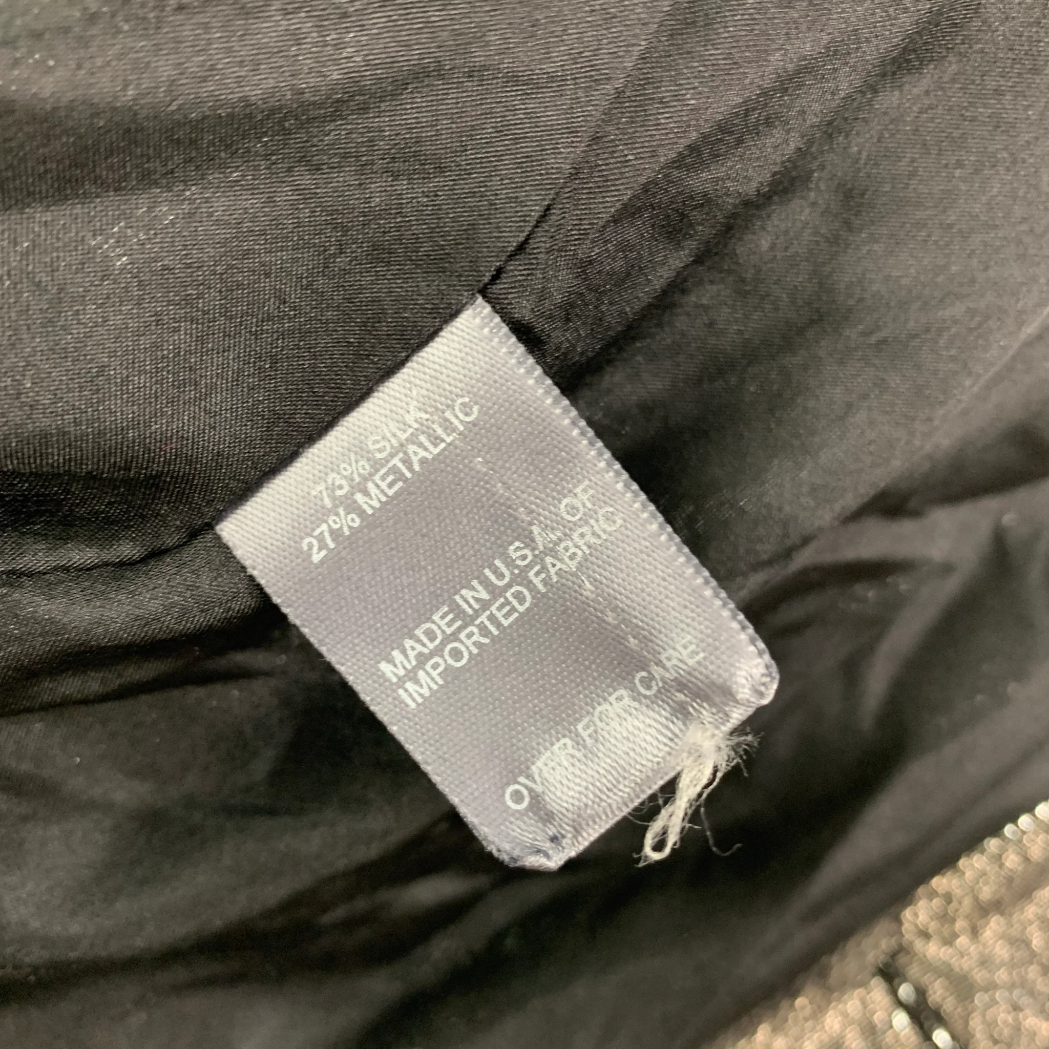 BILL BLASS Size 2 Silver Black Silk Metallic Double Breasted Coat - Image 6