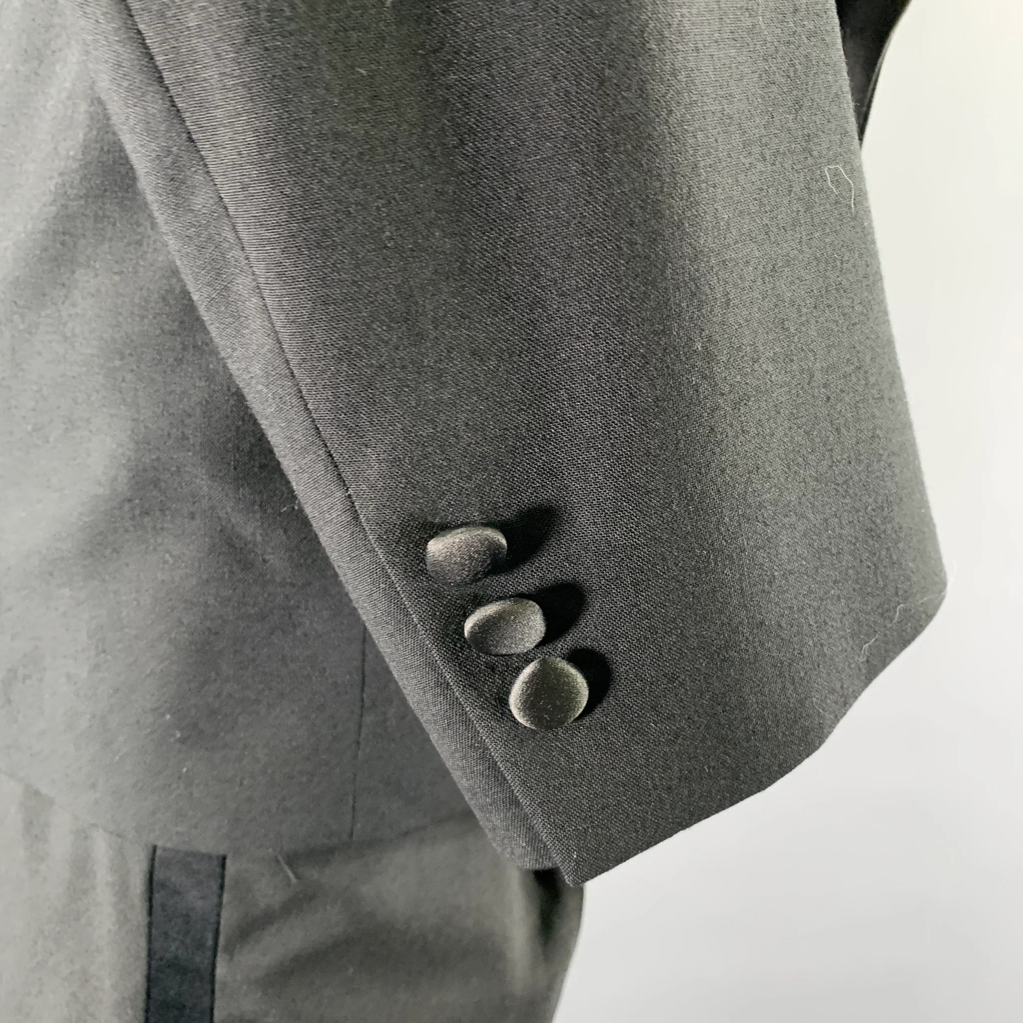 BILL BLASS Size 40 Black Wool Tuxedo Suit - Image 5