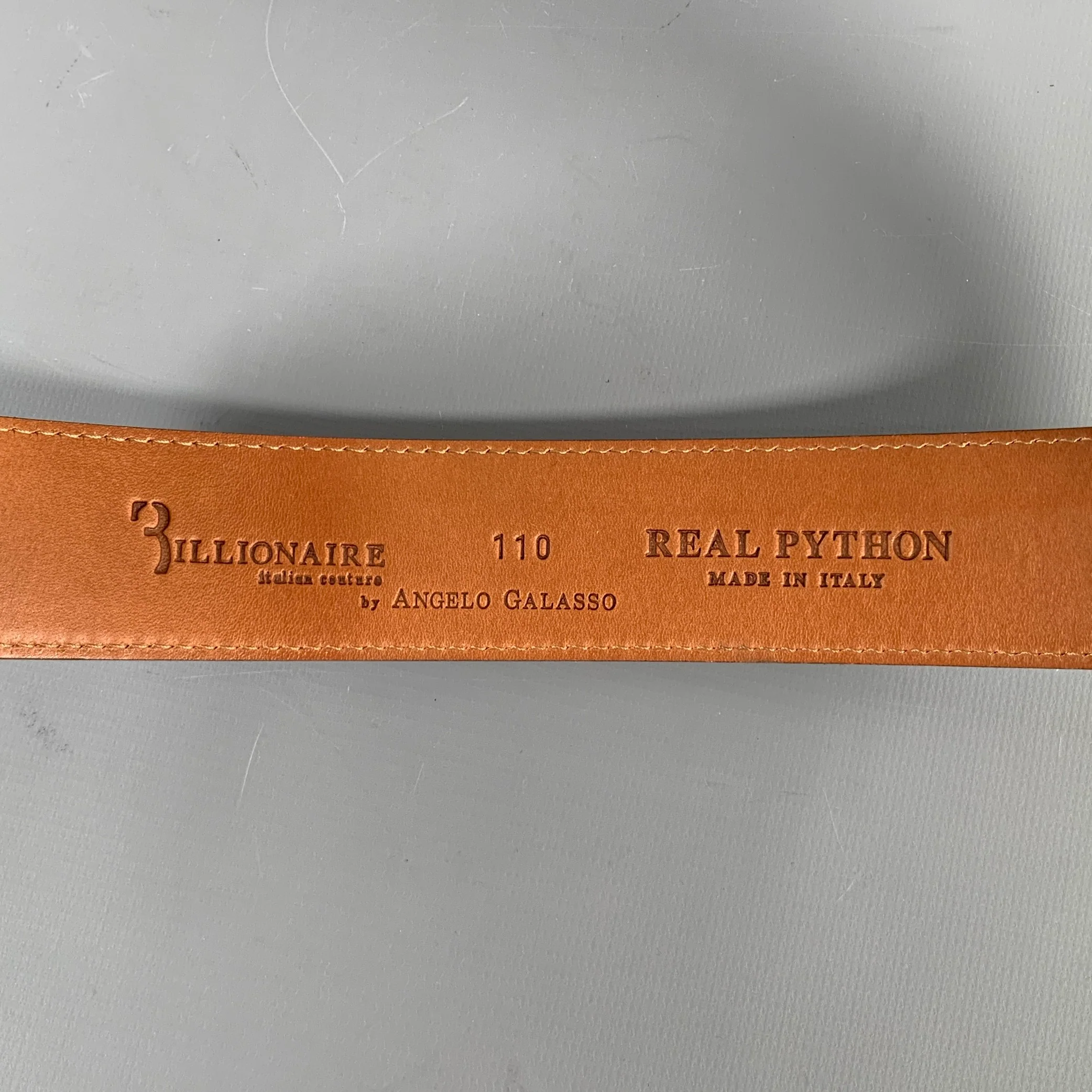 BILLIONAIRE COUTURE Size 40 Off White Textured Phython Skin Leather Belt - Image 6