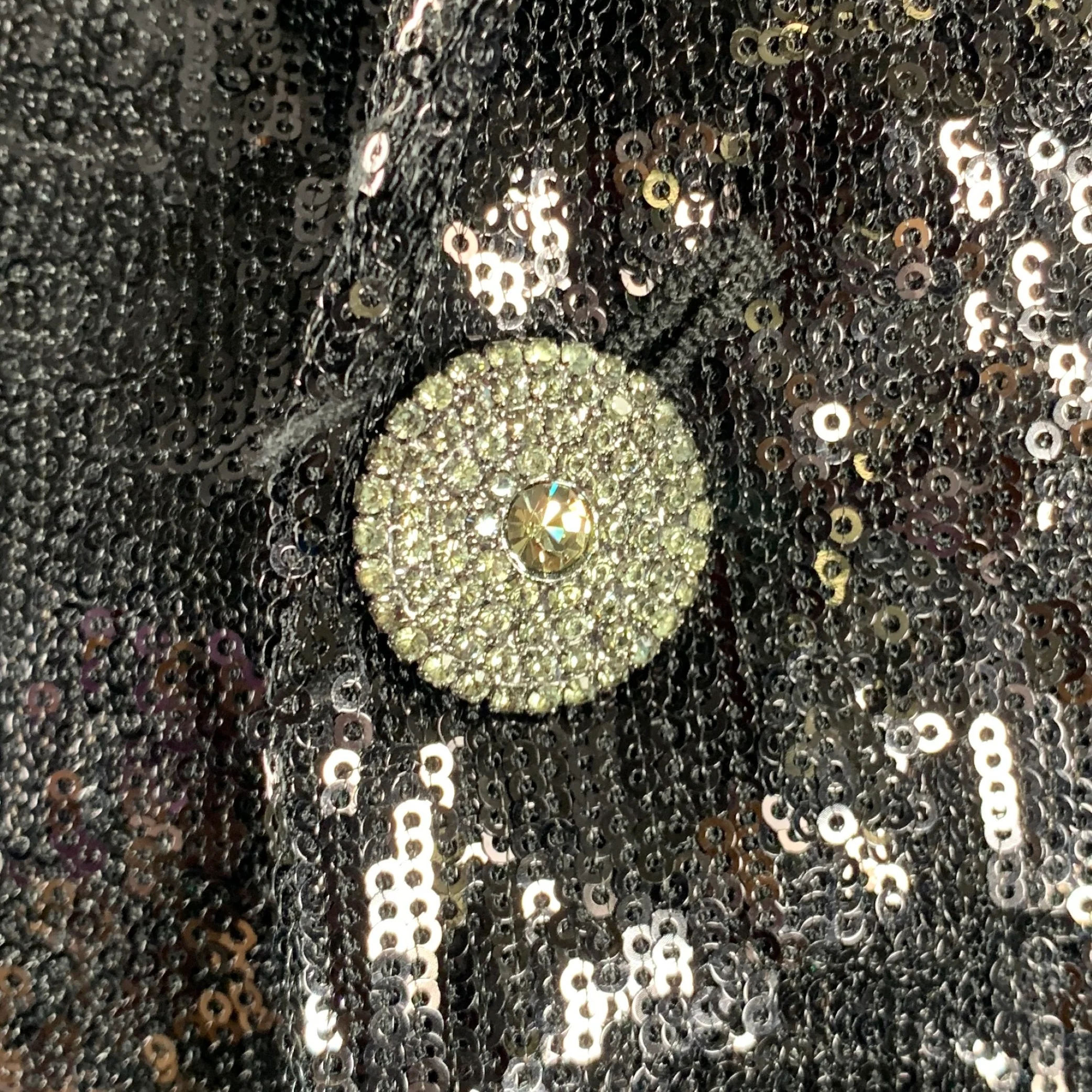 BILLIONAIRE COUTURE Size 48 Black Sequined Polyester Peak Lapel Sport Coat - Image 2