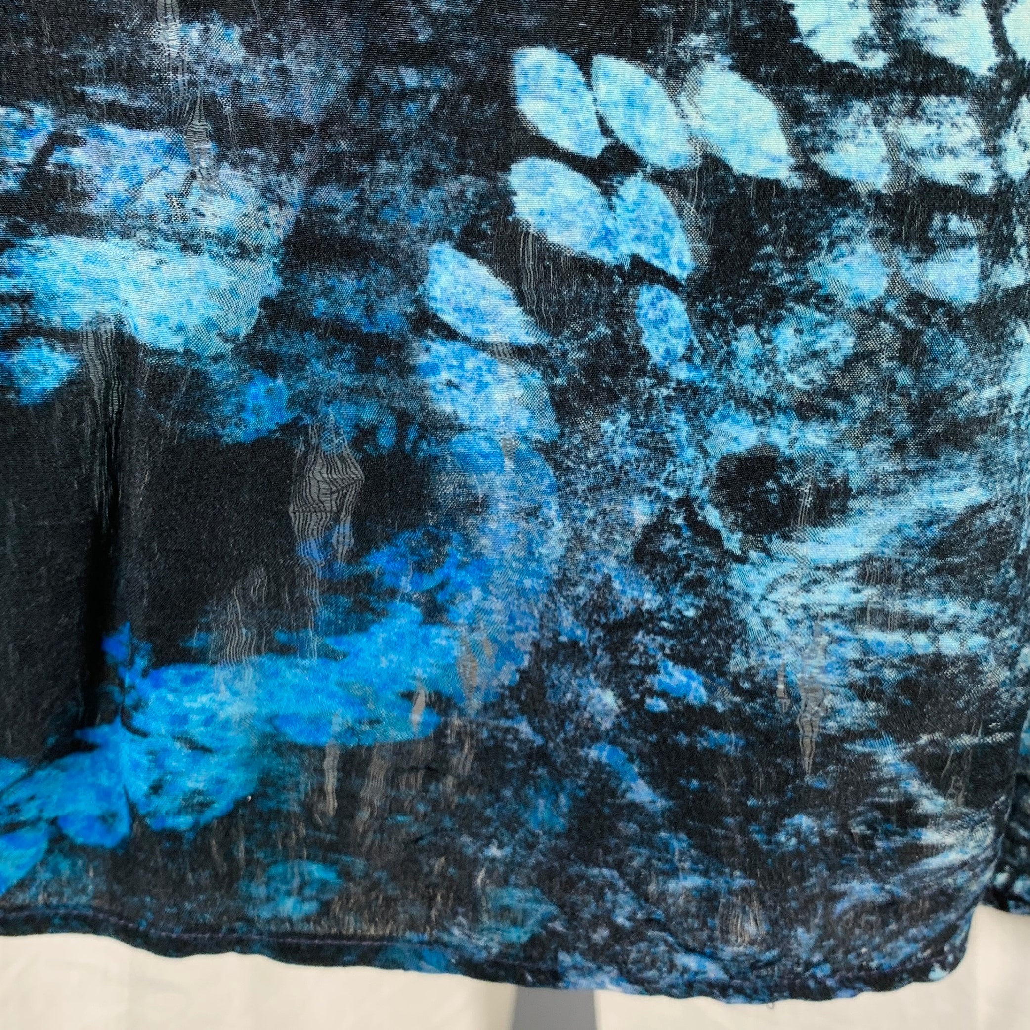 BILLIONAIRE COUTURE Size XL Black Blue Snake Silk Button Up Long Sleeve Shirt - Image 5