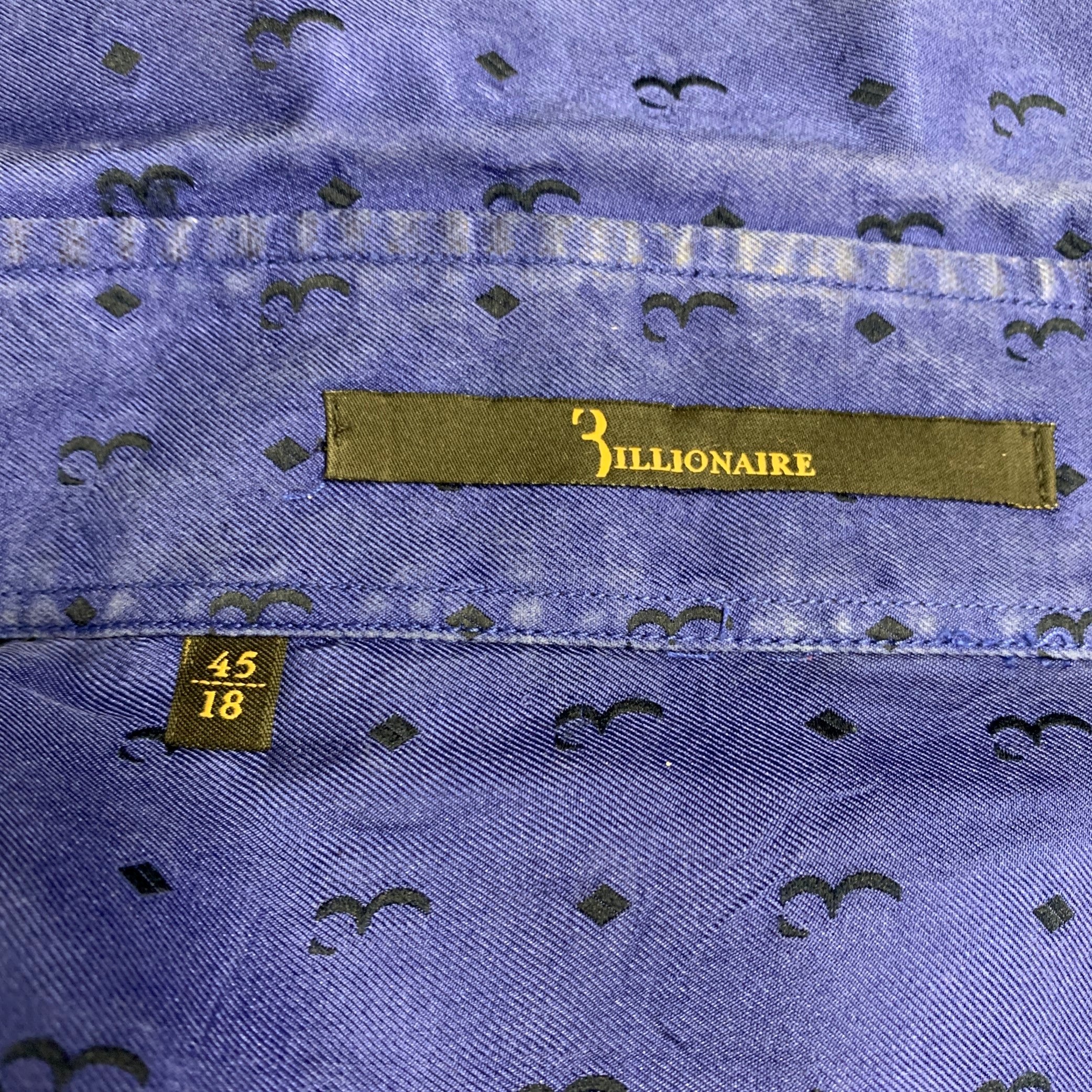 BILLIONAIRE COUTURE Size XL Blue Black Monogram Twill Long Sleeve Shirt - Image 6