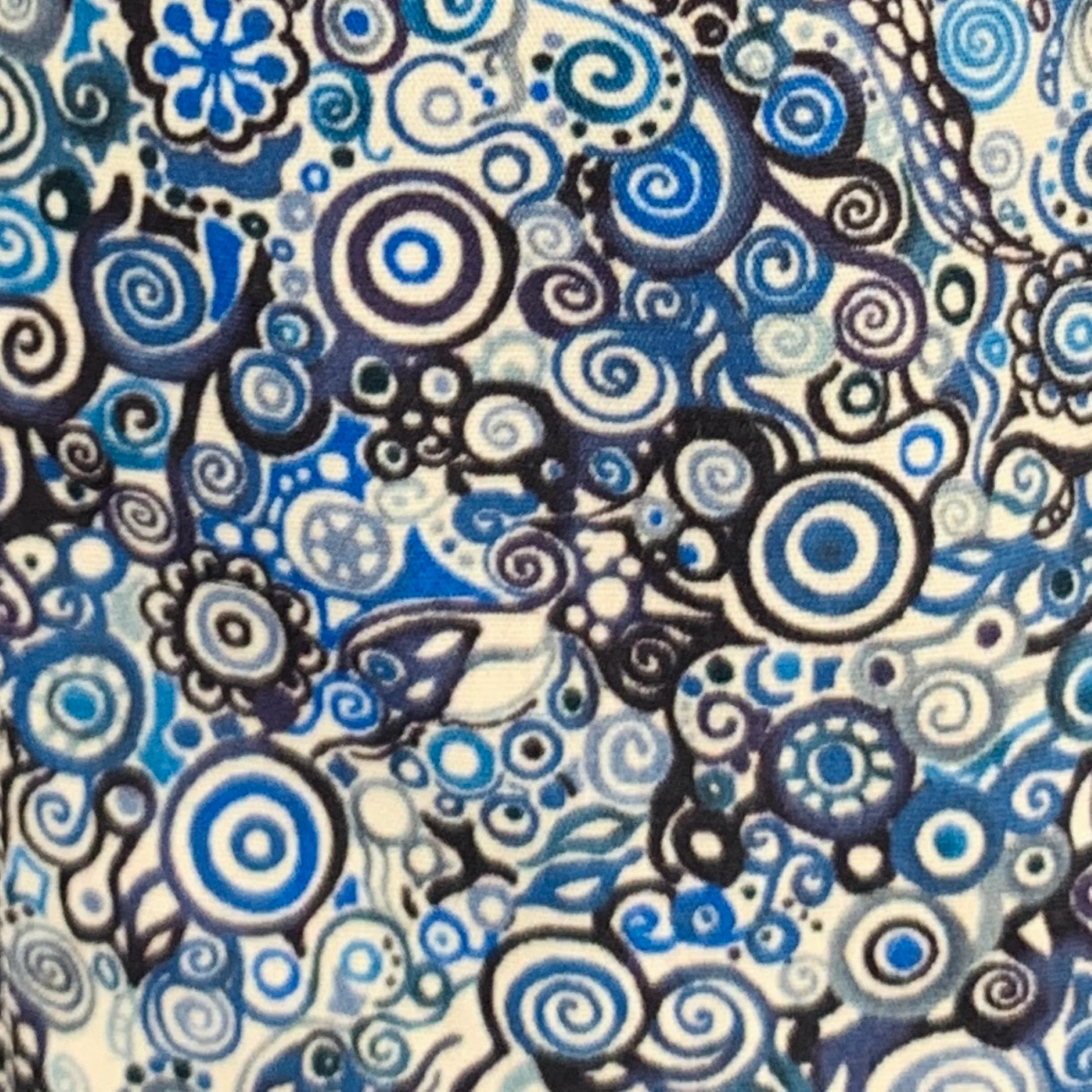 BILLIONAIRE COUTURE Size XL Blue Black White Swirls Wolf Long Sleeve Shirt - Image 2