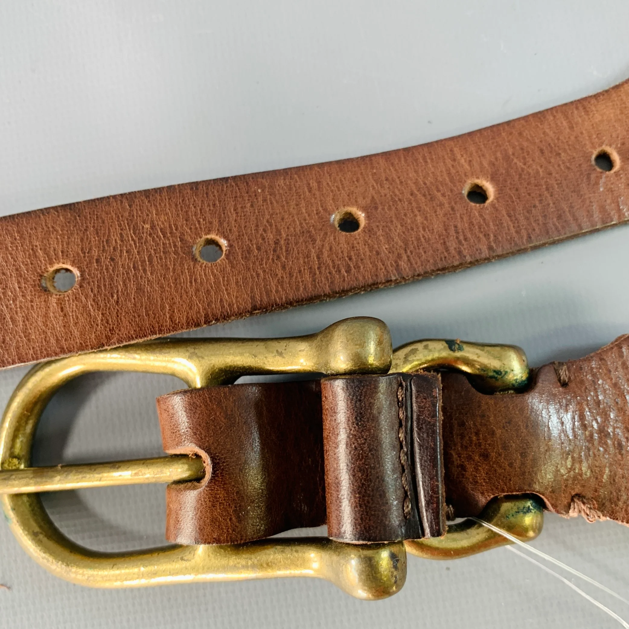 BILLS KHAKIS Size 32 Brown Gold Leather Belt - Image 8