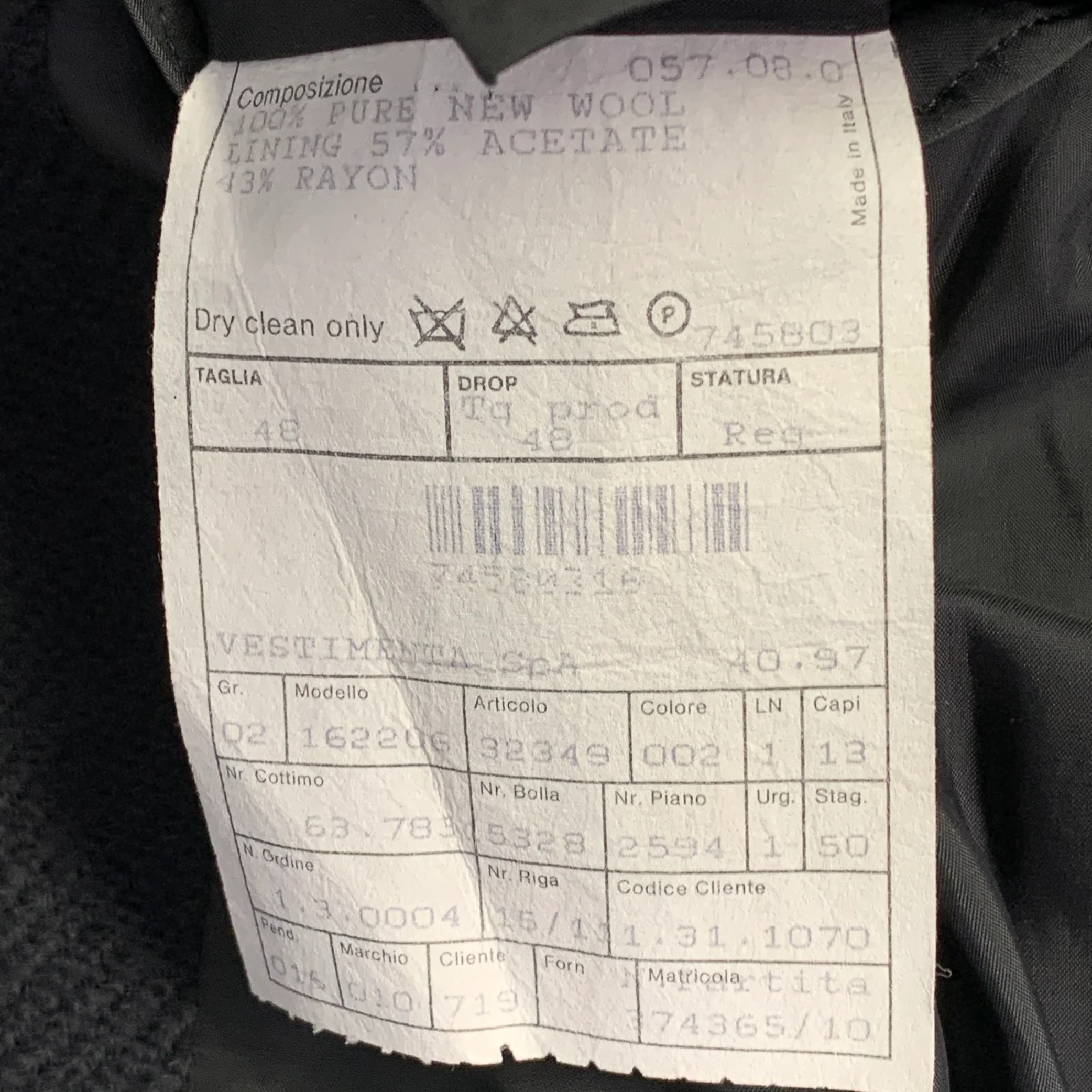 BILLY BLUE Size 42 Black Woven Virgin Wool Twill Single Breasted Sport Coat - Image 10