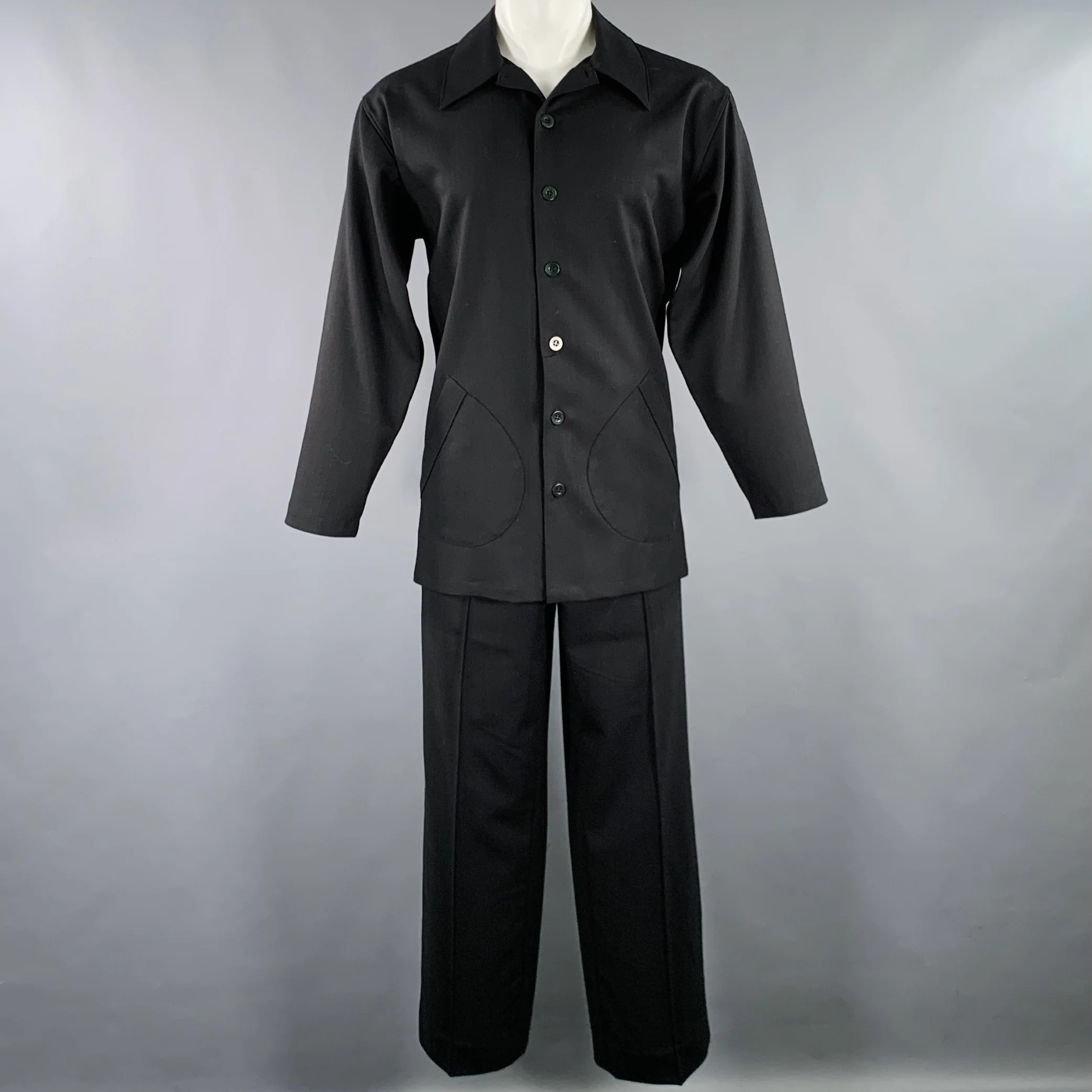 BILLY BLUE Size S Black Virgin Wool Shirt Jacket Suit - Image 2