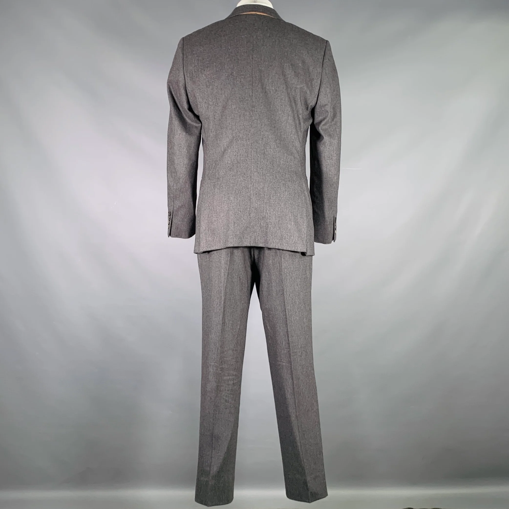 BILLY REID Size 40 Long Grey Wool Cashmere Single Breasted Suit - Image 3