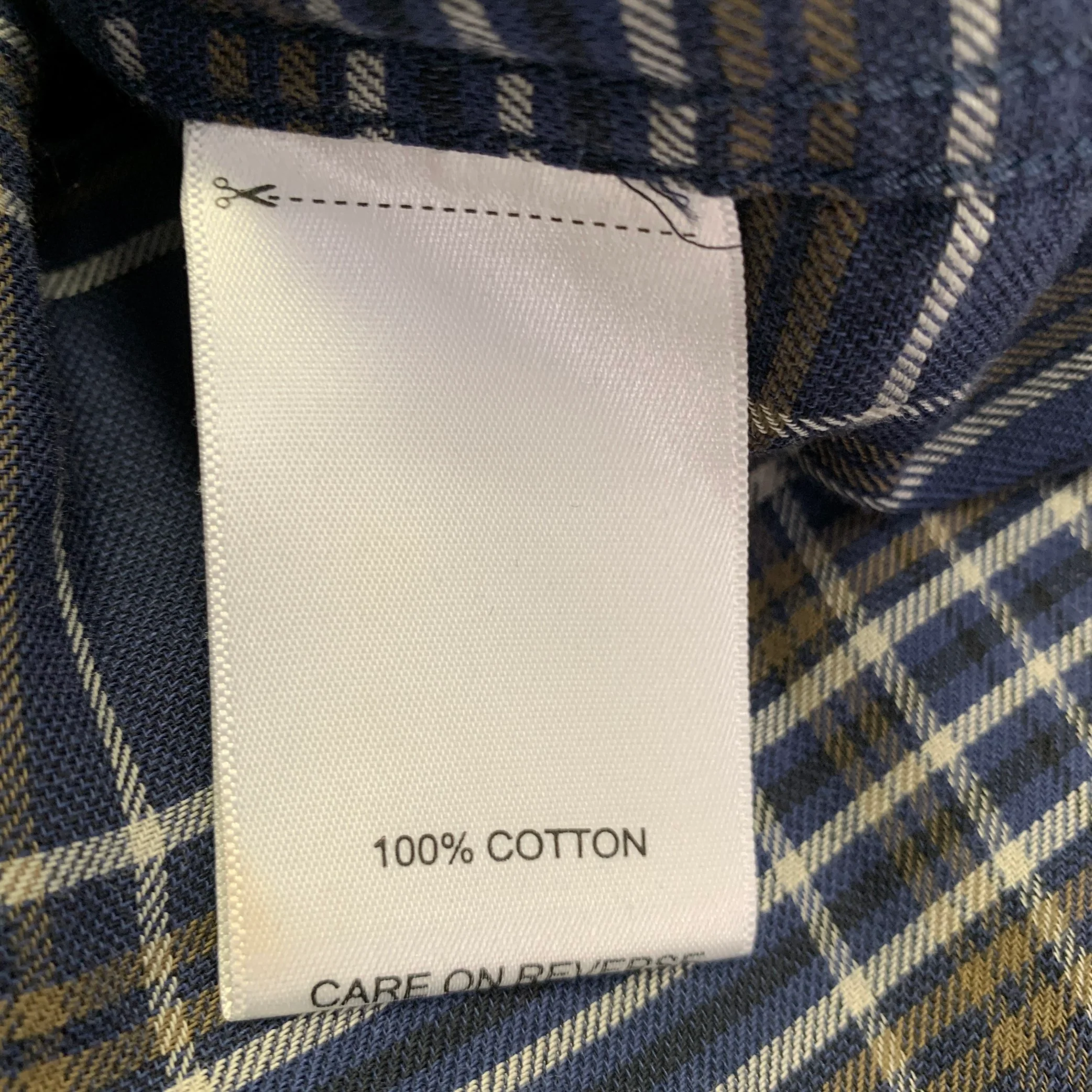 BILLY REID Size XL Navy Grey Plaid Cotton One Pocket Long Sleeve Shirt - Image 7