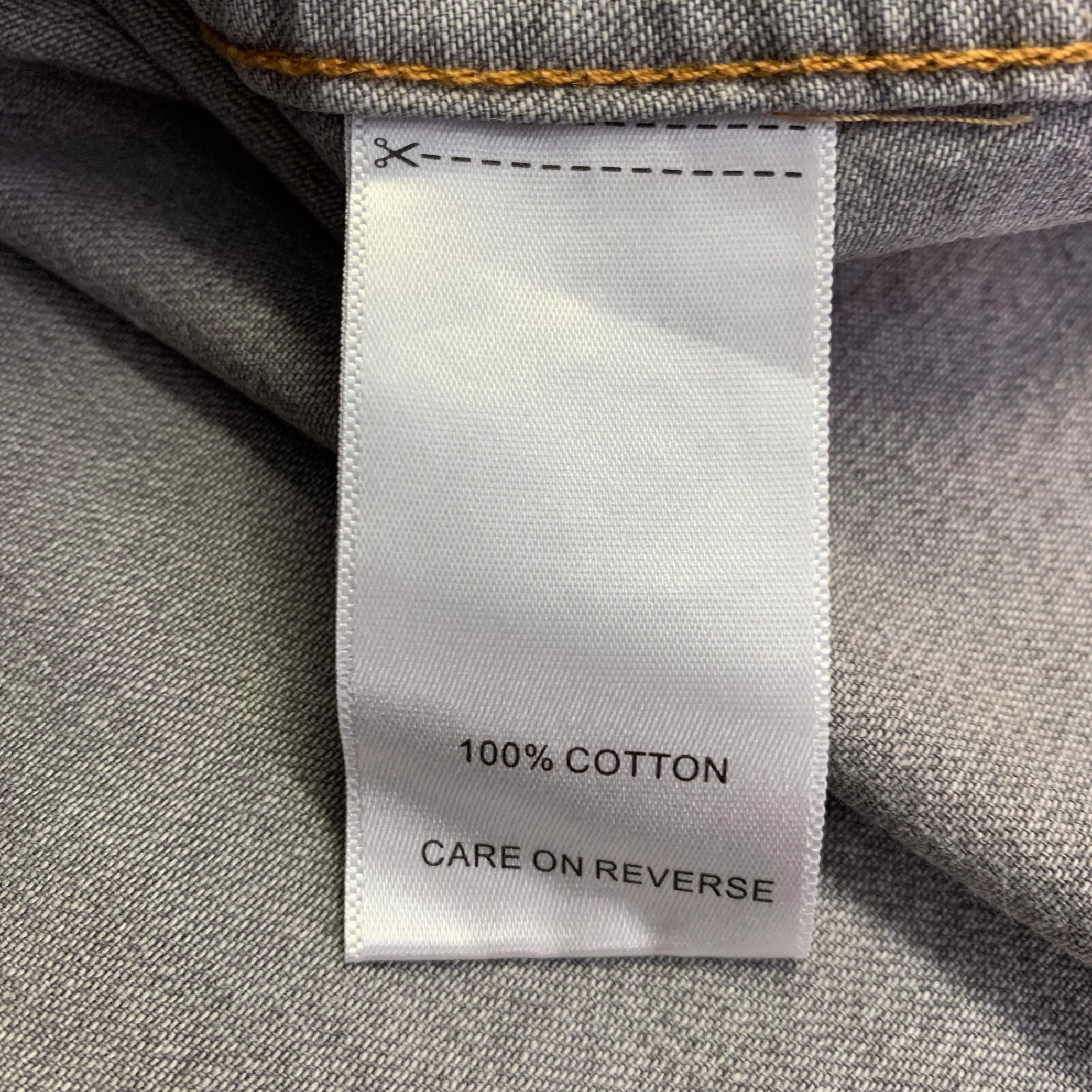 BILLY REID Size XL Shoals Grey Contrast Stitch Cotton Snaps Long Sleeve Shirt - Image 6