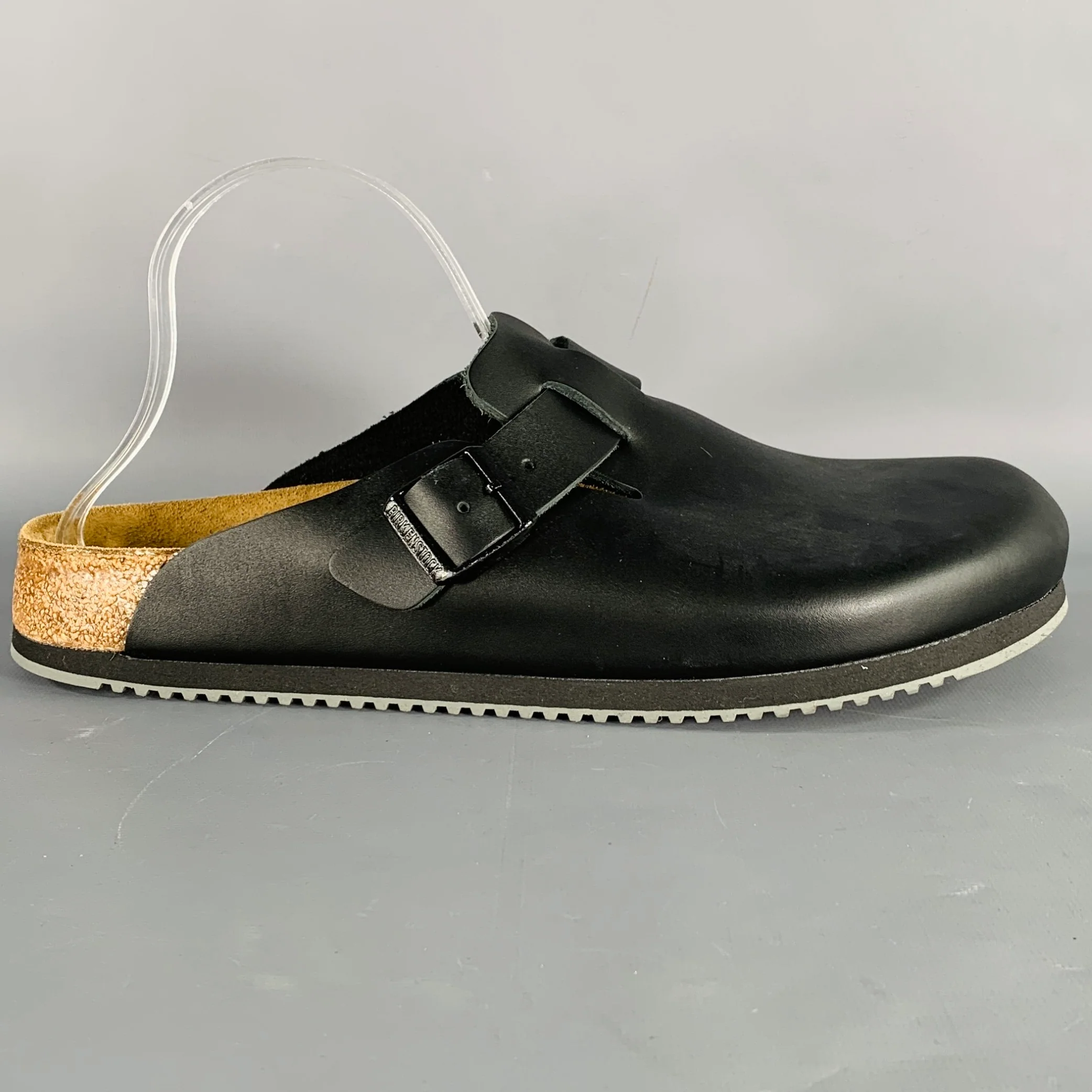 BIRKENSTOCK Size 11 Black Leather Slip On Sandals - Image 2