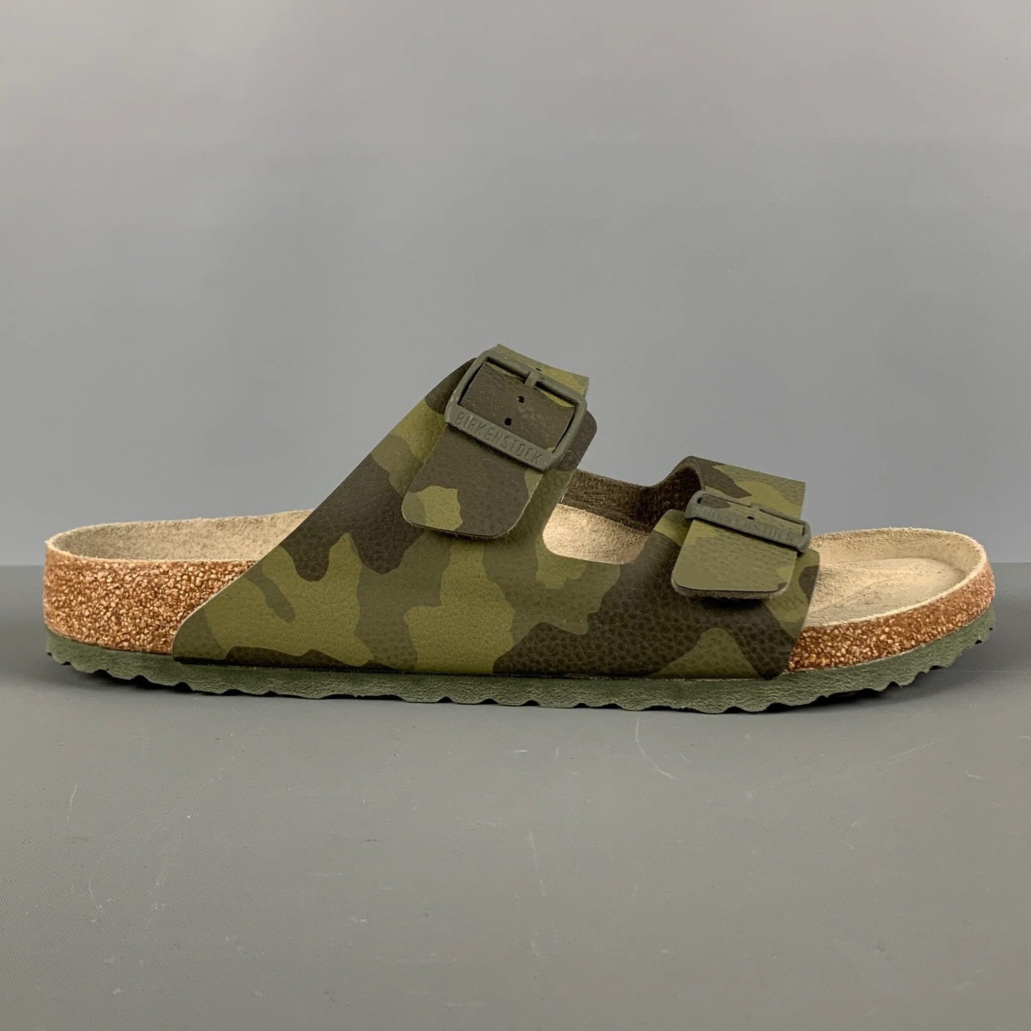 BIRKENSTOCK Size 11 Olive Camo Leather Sandals - Image 2