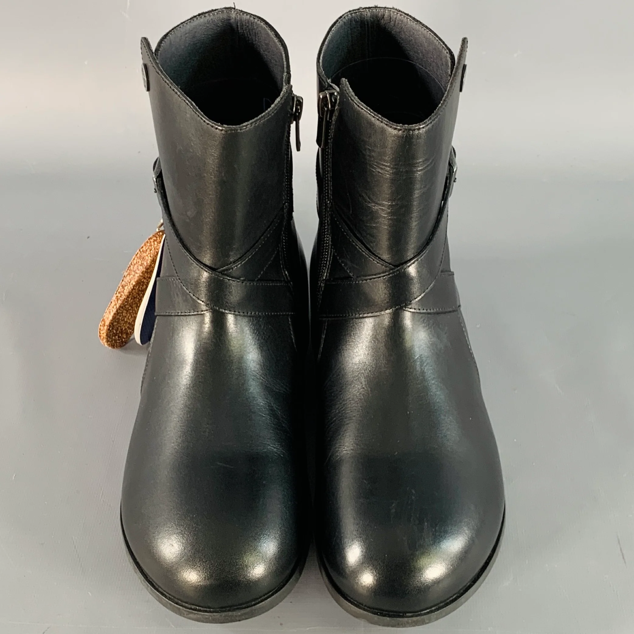 BIRKENSTOCK Size 8 Collins Black Leather Rubber Sole Side Zipper Boots - Image 4
