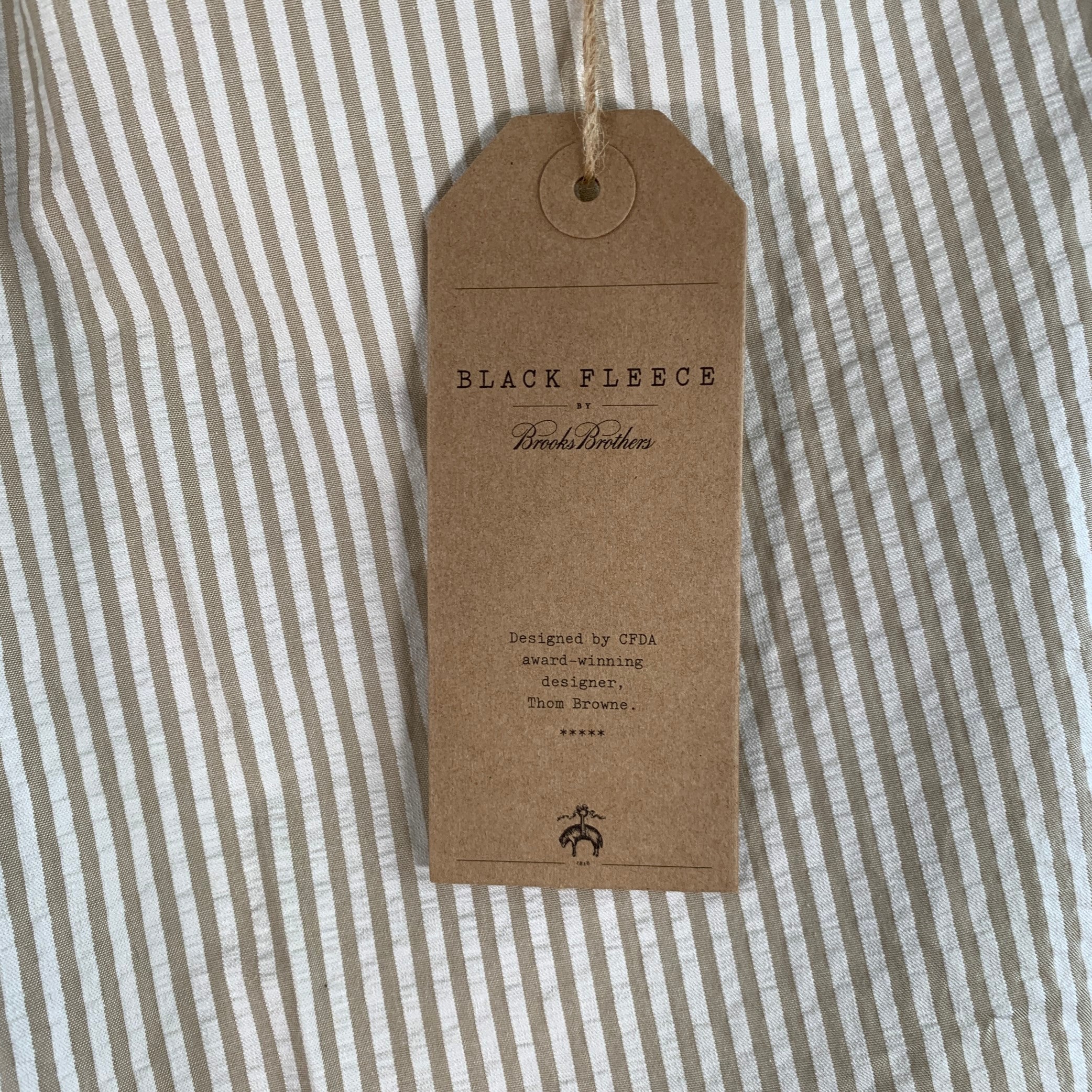 BLACK FLEECE Size 35 Beige White Stripe Cotton Seersucker Button Fly Casual Pants - Image 4