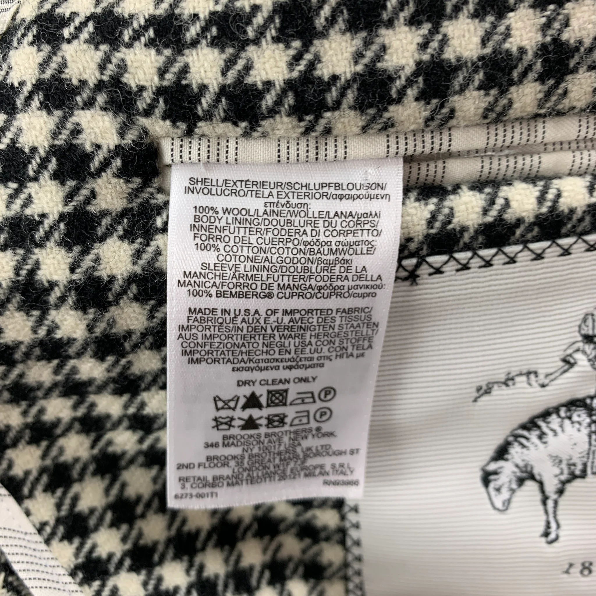 BLACK FLEECE Size 38 Black White Houndstooth Wool Notch Lapel Sport Coat - Image 6