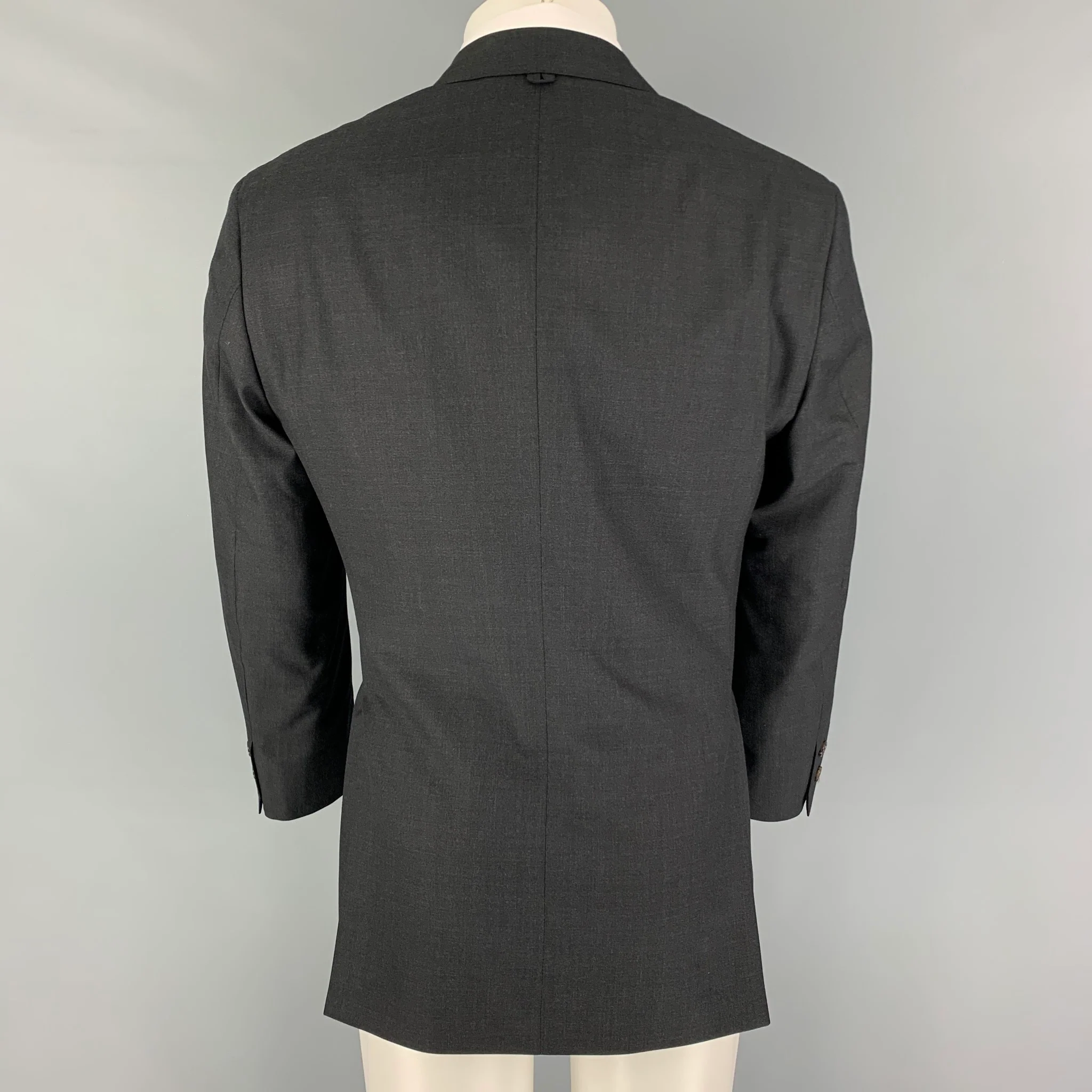 BLACK FLEECE Size 40 Charcoal Wool Notch Lapel Sport Coat - Image 3