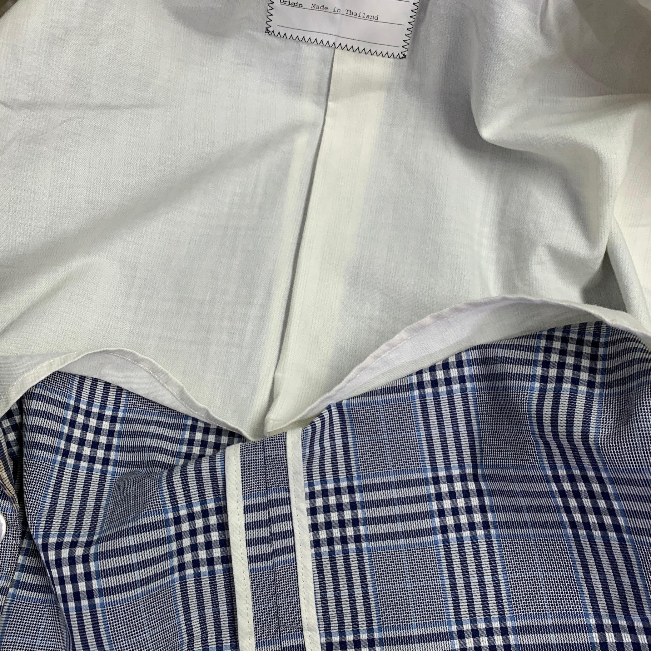 BLACK FLEECE Size 42 Navy White Plaid Cotton Silk Sport Coat - Image 12