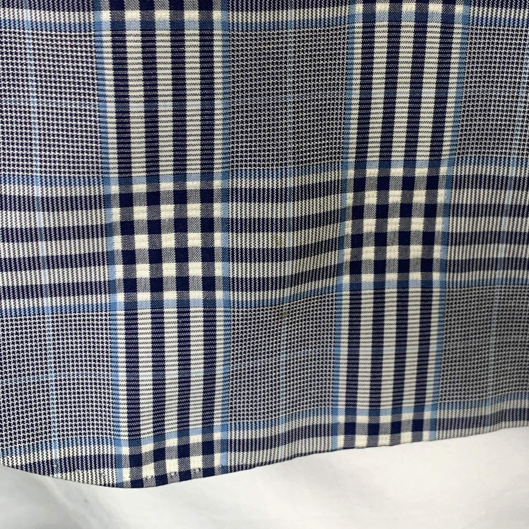 BLACK FLEECE Size 42 Navy White Plaid Cotton Silk Sport Coat - Image 9