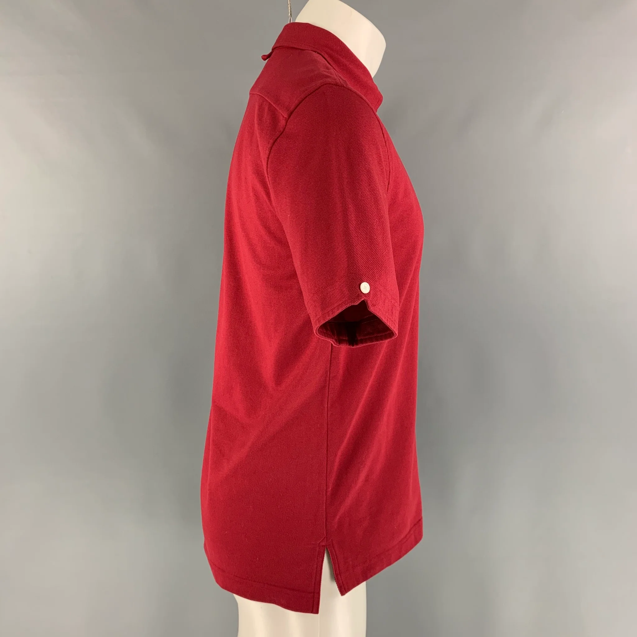 BLACK FLEECE Size M Red Solid Cotton Button Down Polo - Image 2