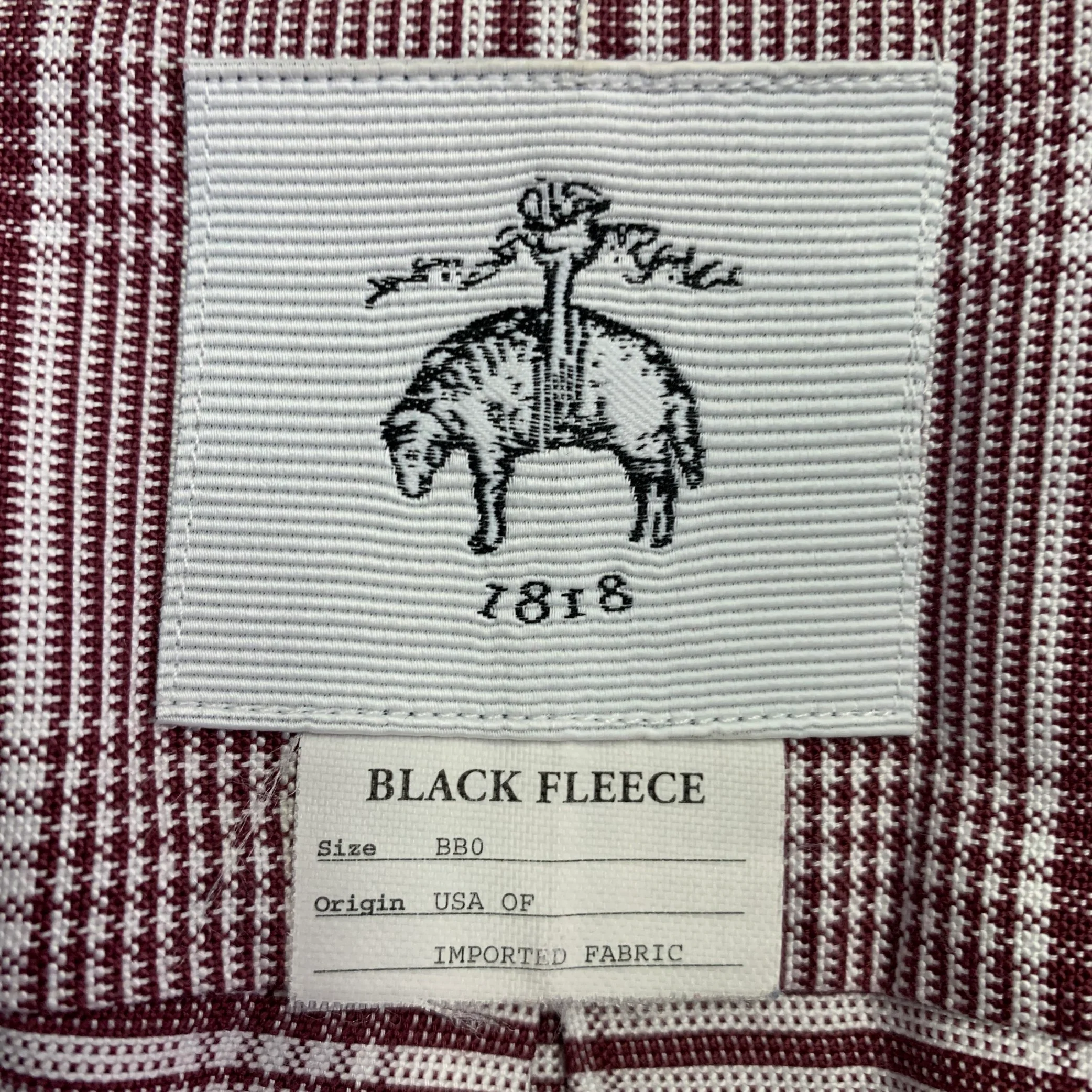 BLACK FLEECE Size S Burgundy White Glenplaid Cotton One Pocket Long Sleeve Shirt - Image 5