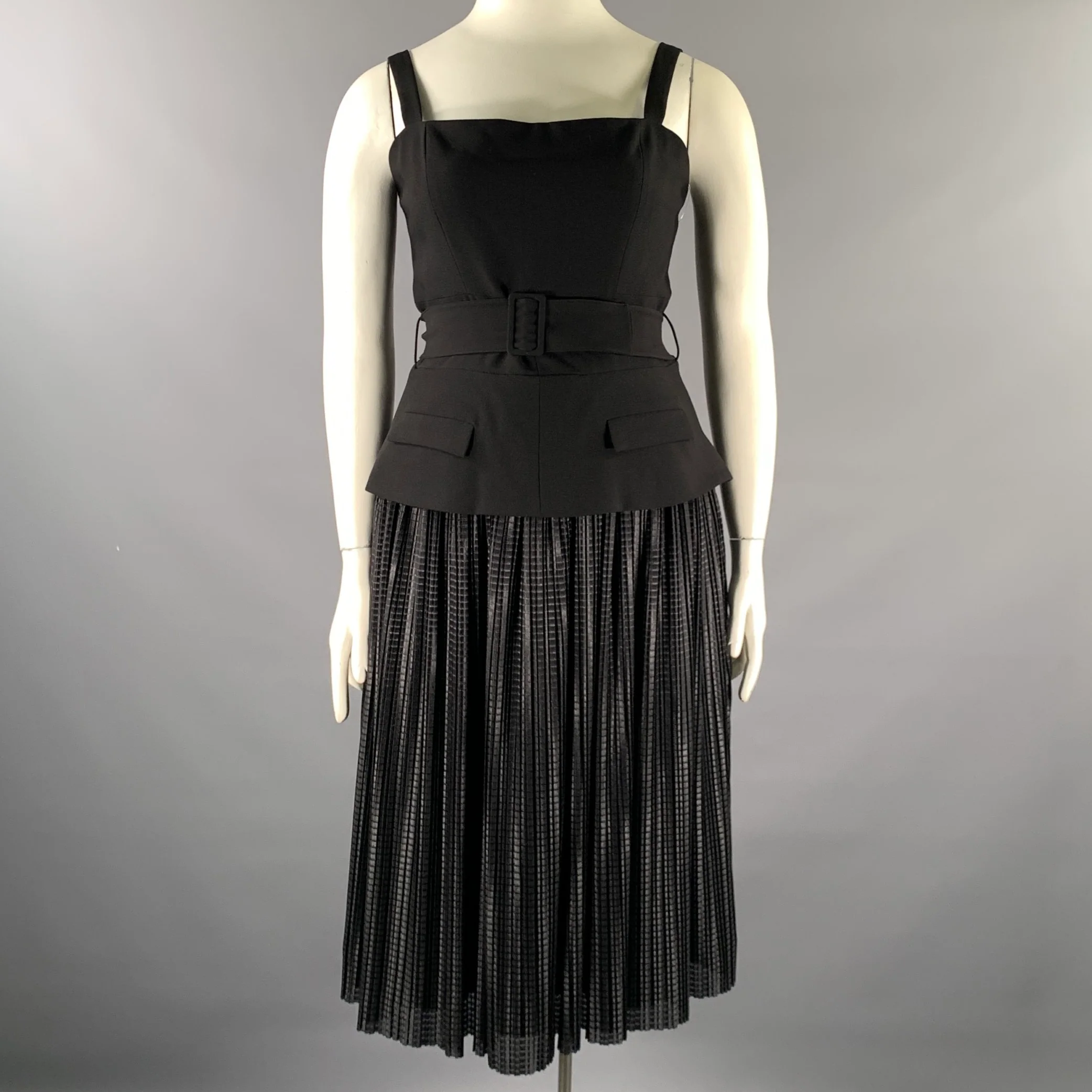 BLACK HALO Size 8 Black Geometric Skirt Cocktail Dress