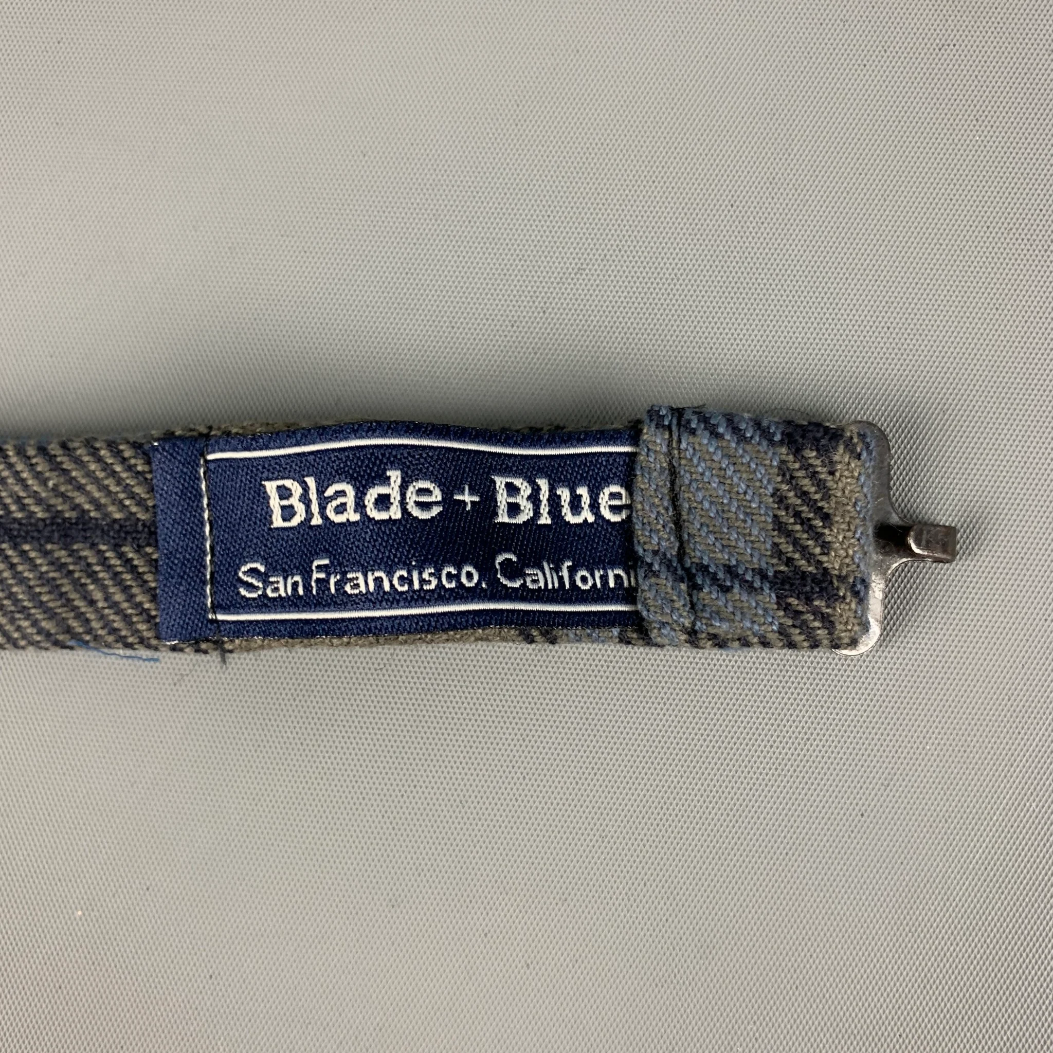 BLADE+BLUE Navy Grey Plaid Cotton Bow Tie - Image 3