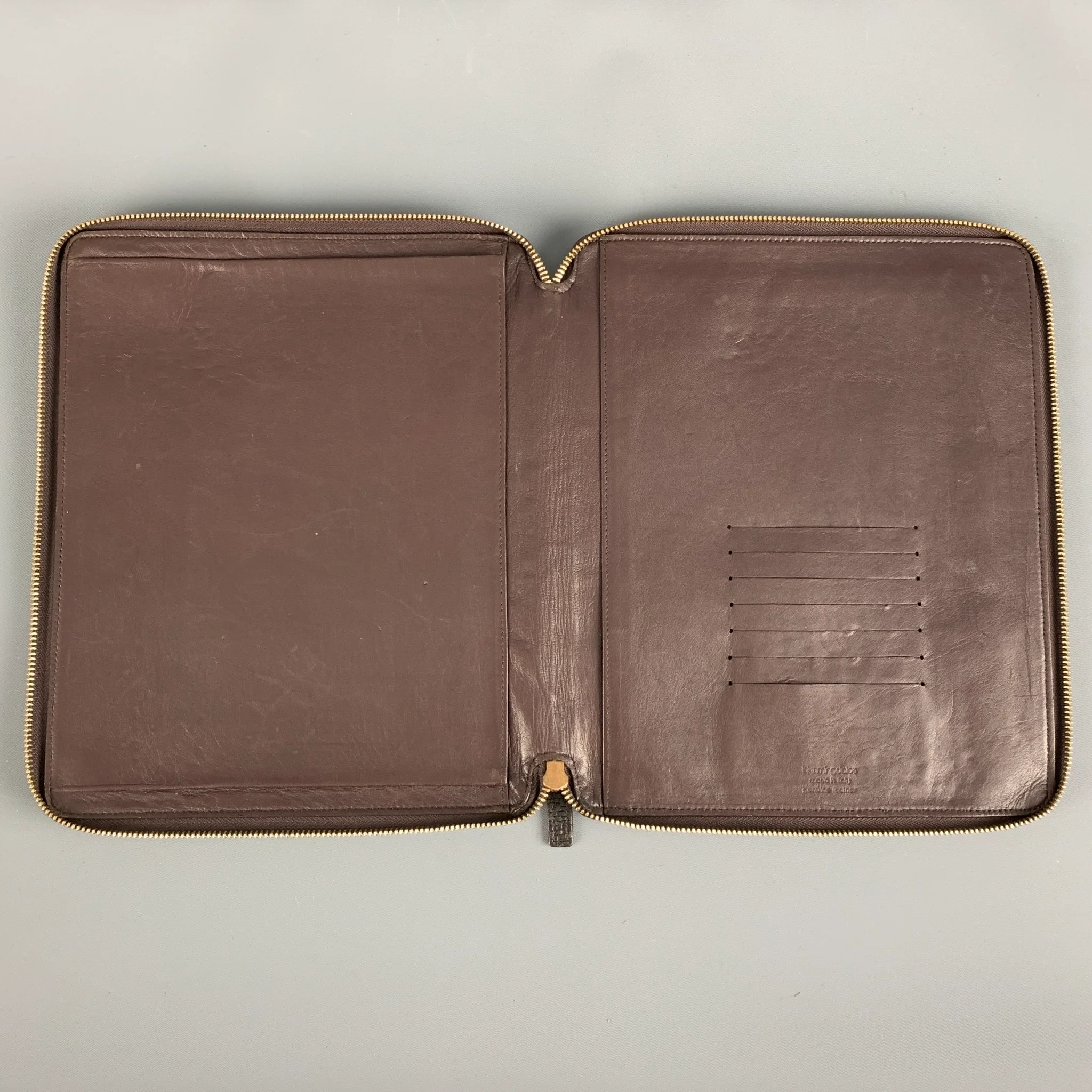 BLOOMINGDALE'S Brown Textured Leather Portfolio Handbag & Leather Goods - Image 3