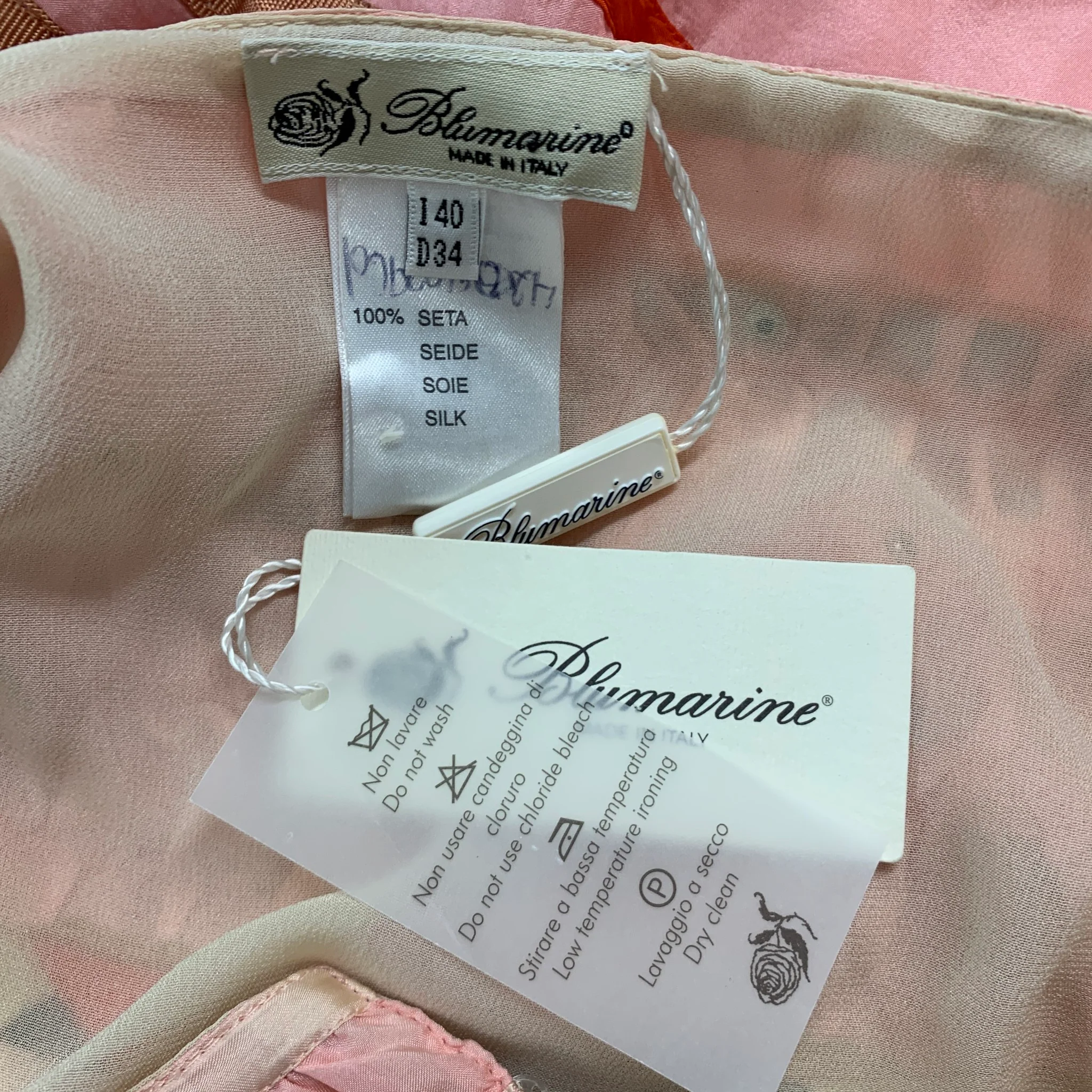 BLUMARINE Size 4 Pink Beige Silk Ruffled A-Line Skirt - Image 4