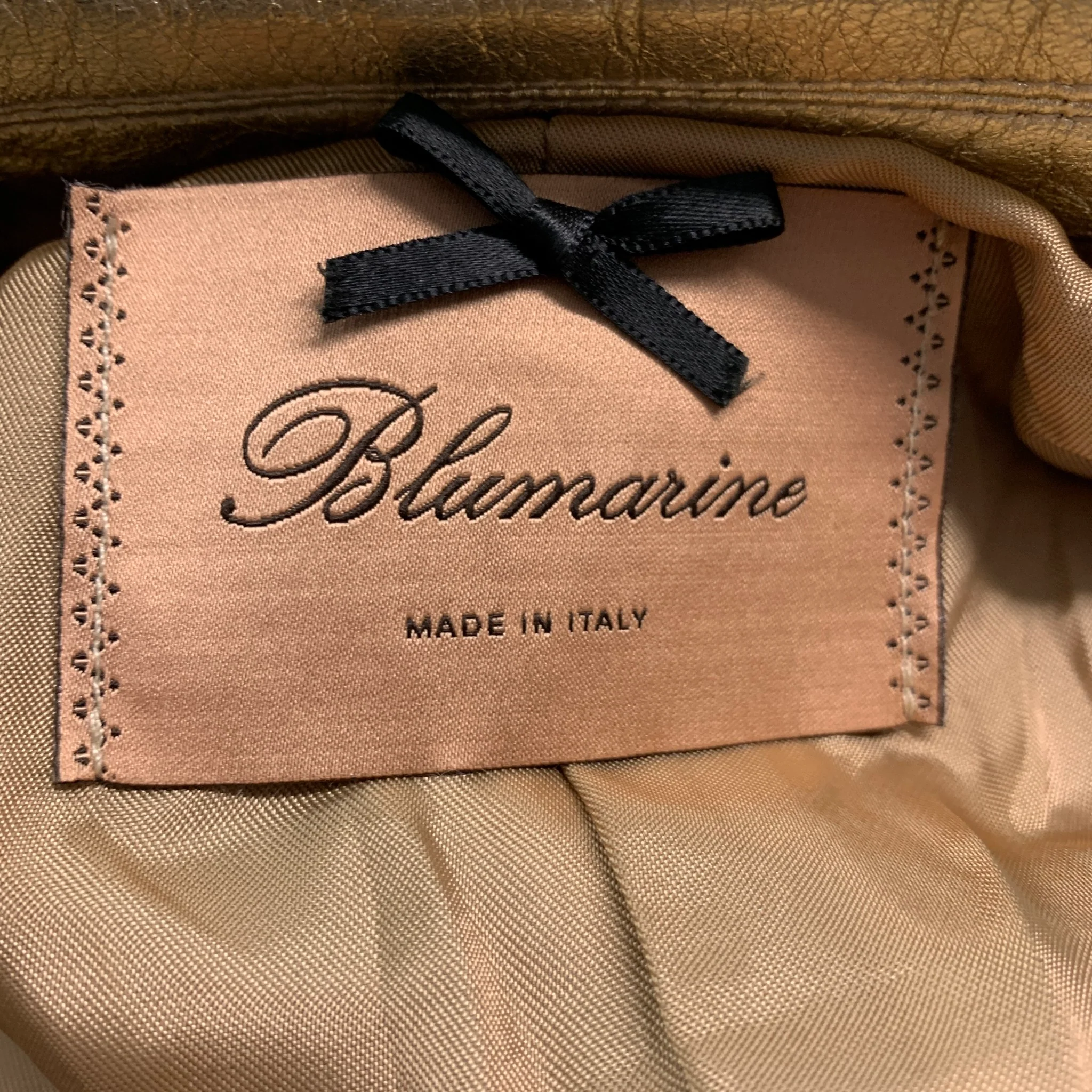 BLUMARINE Size 8 Gold Leather Metallic Lambskin Jacket - Image 5